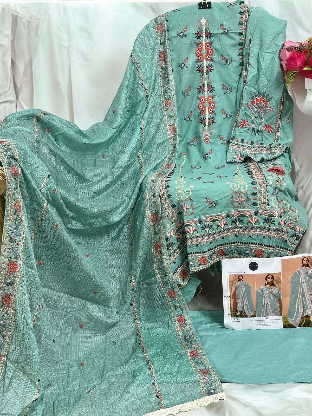 MT-1341 COLOURS BY MEHBOOB TEX 1341-C TO 1341-I SERIES COTTON EMBROIDERY WORK DRESSES
