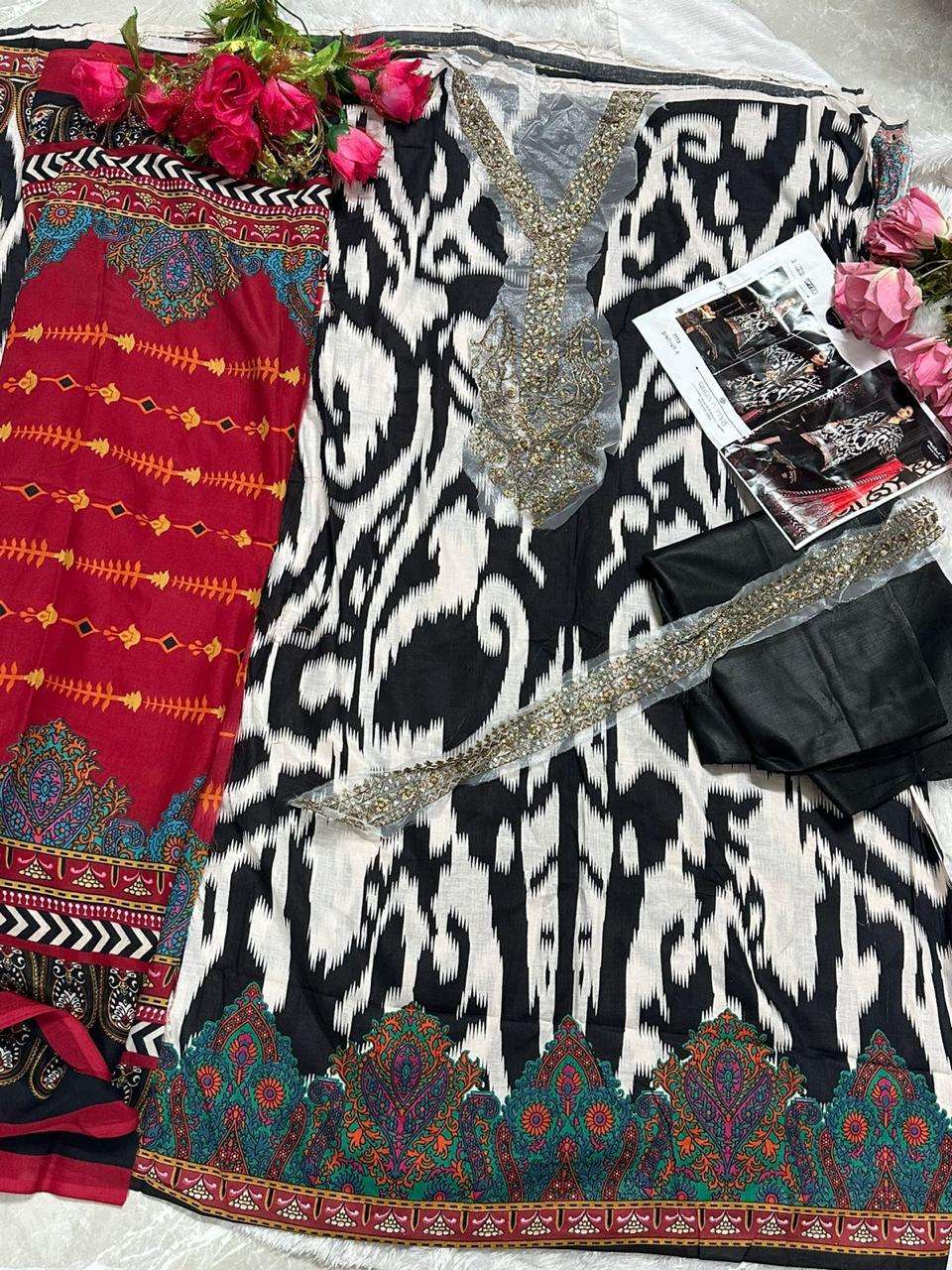 MT-1411 NX BY MEHBOOB TEX PURE COTTON PRINT WORK PAKISTANI DRESSES