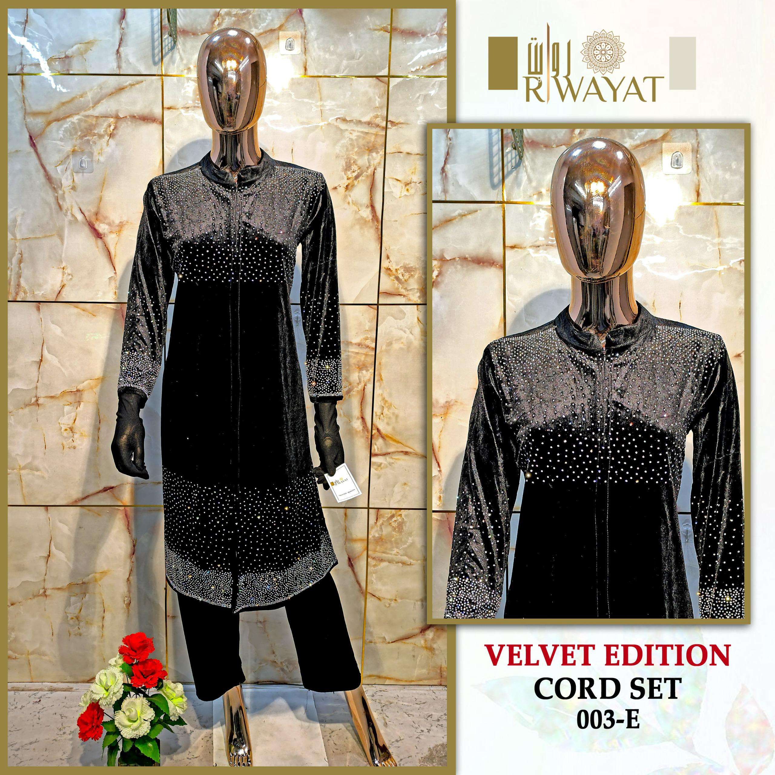 RIWAYAT 003-A TO 003-E SERIES VELVET ZARKAT WORK CO-ORD SET