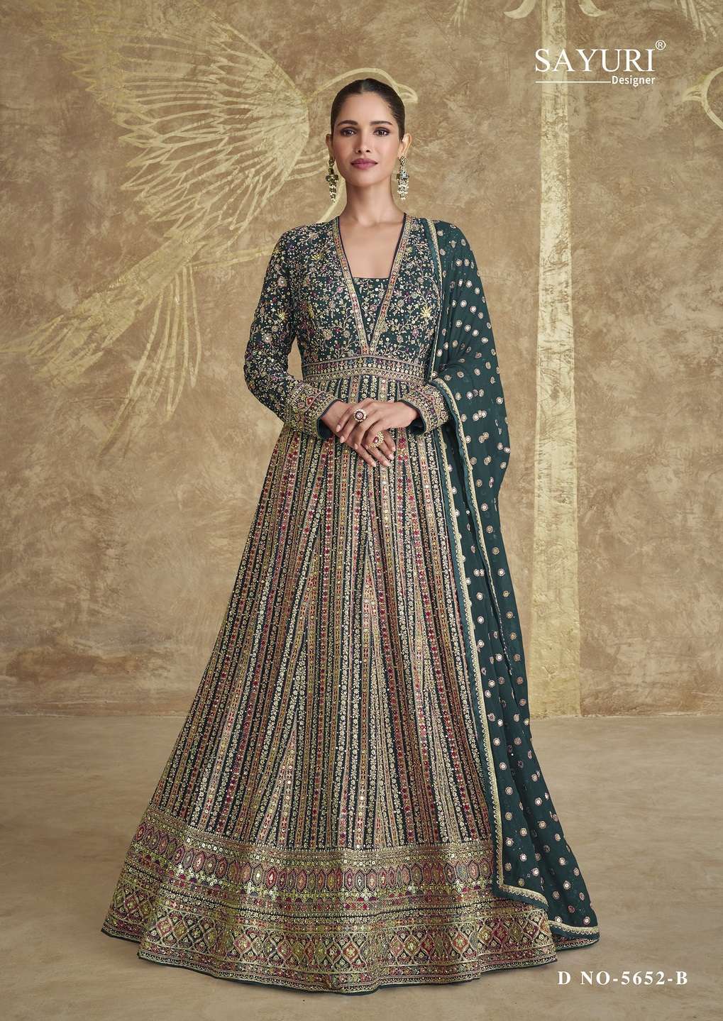 ROYAL GOLD BY SAYURI 5652-A TO 5652-C SERIES GEORGETTE HEAVY WORK GOWN & DUPATTAS