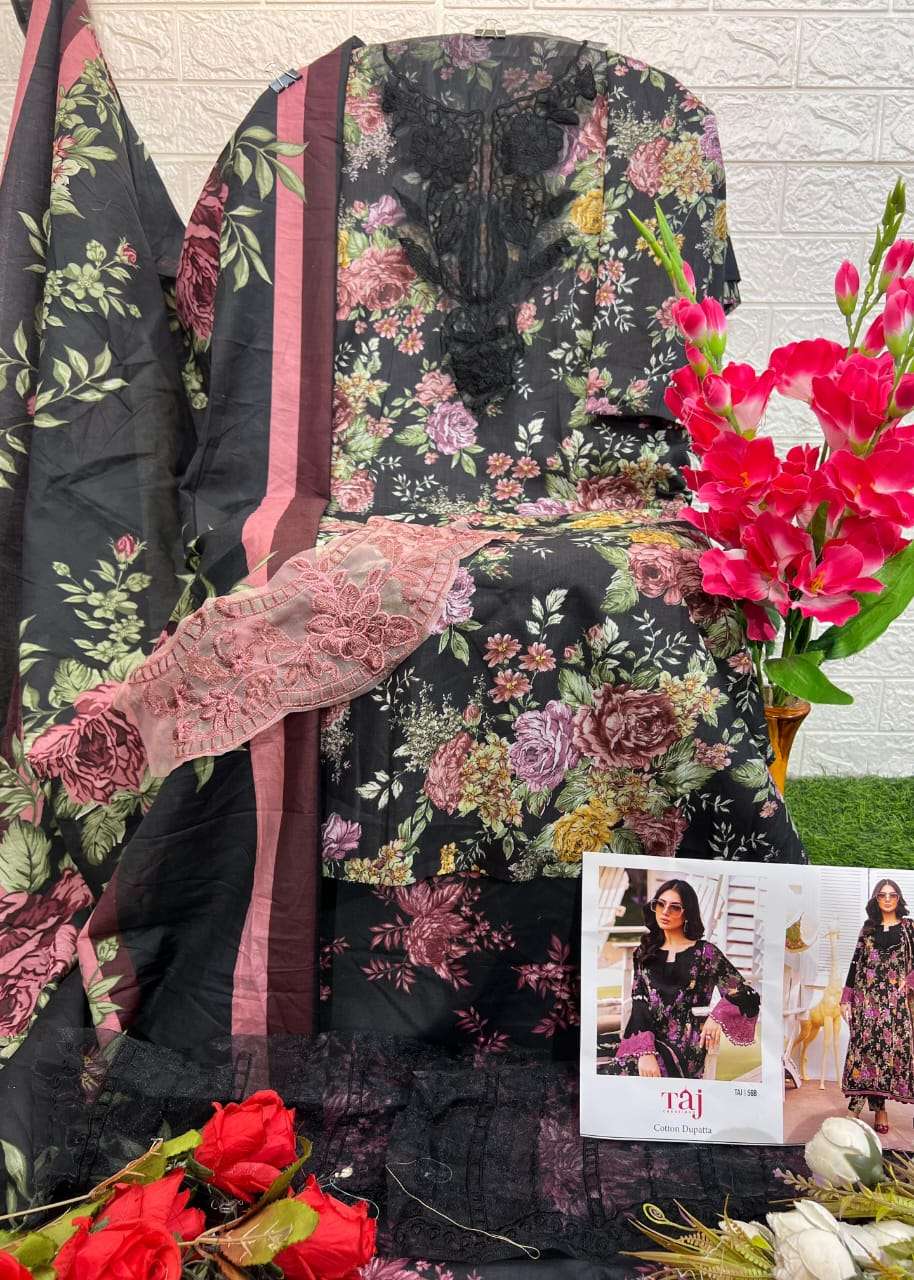 TAJ 567 & 568 HITS BY TAJ CREATION PURE COTTON PRINT WORK PAKISTANI DRESSES