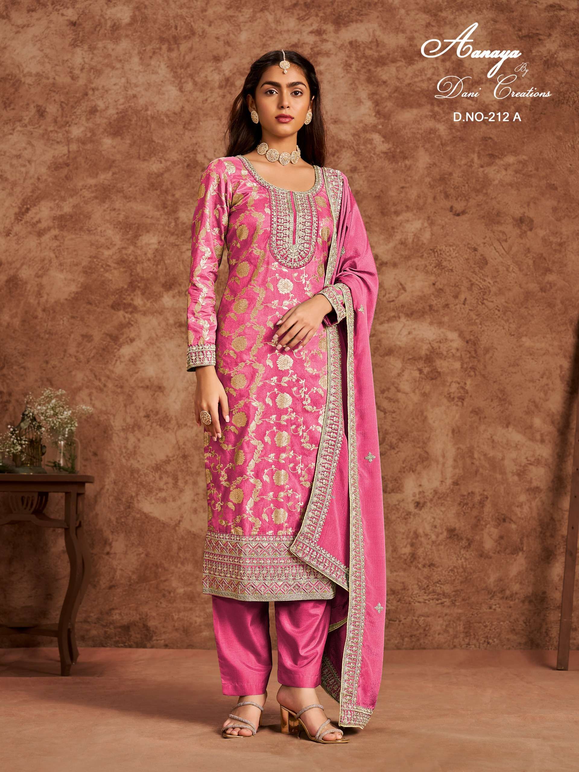 AANAYA VOL-212 BY AANAYA 212-A TO 212-D SERIES DOLLA JACQUARD WORK DRESSES