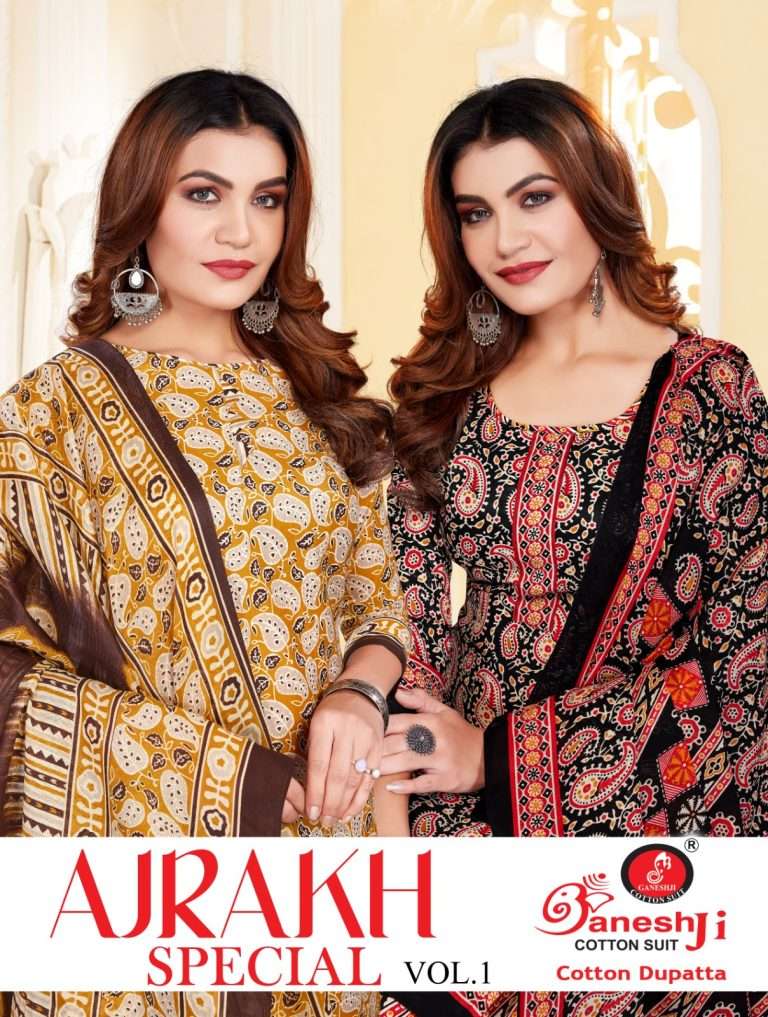 AJRAKH SPECIAL BY GANESHJI 1001 TO 1010 SERIES SOFT COTTON PRINT DRESSES
