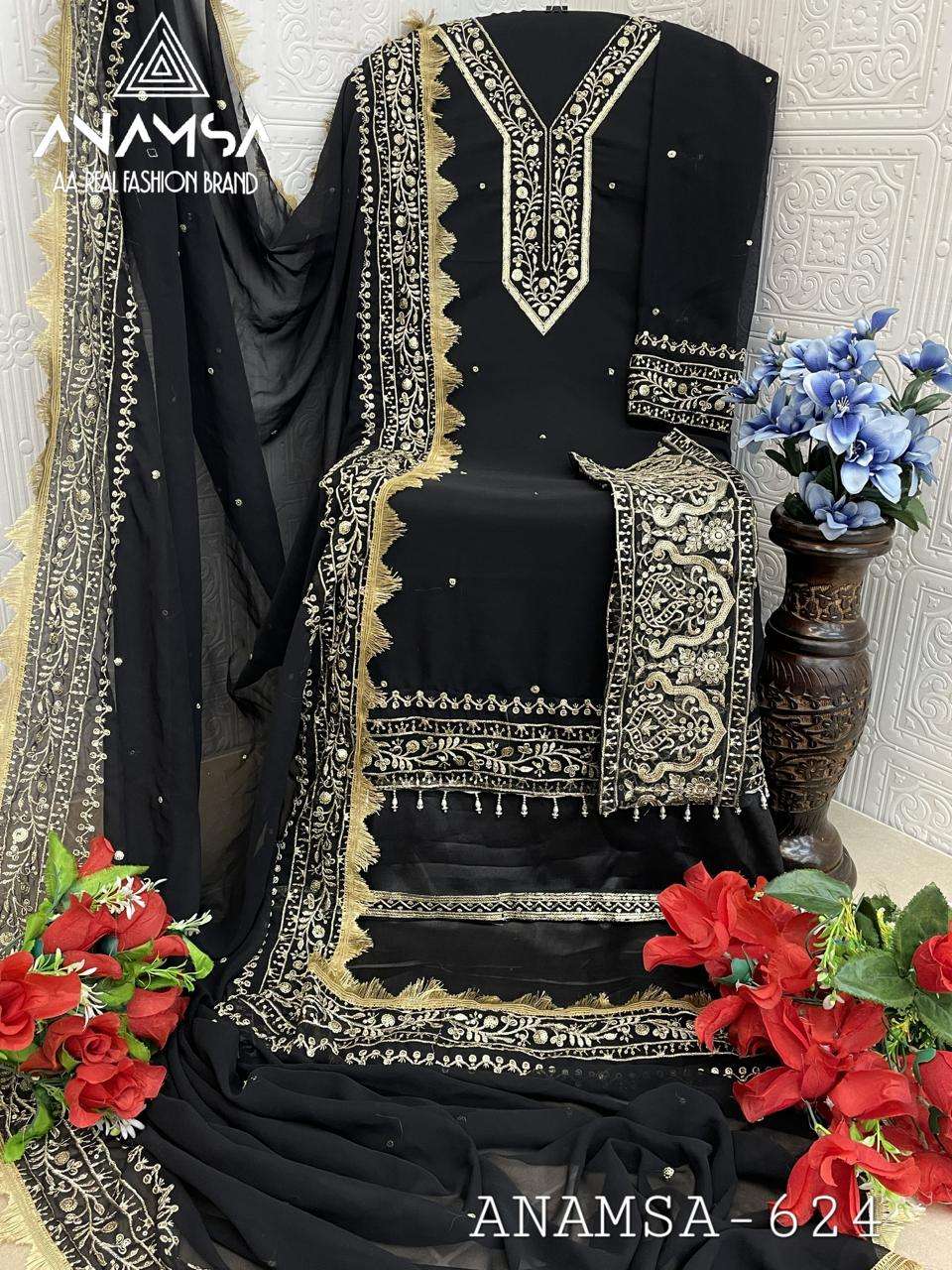 ANAMSA 624 HIT DESIGN BY ANAMSA FAUX GEORGETTE HEAVY WORK PAKISTANI DRESS