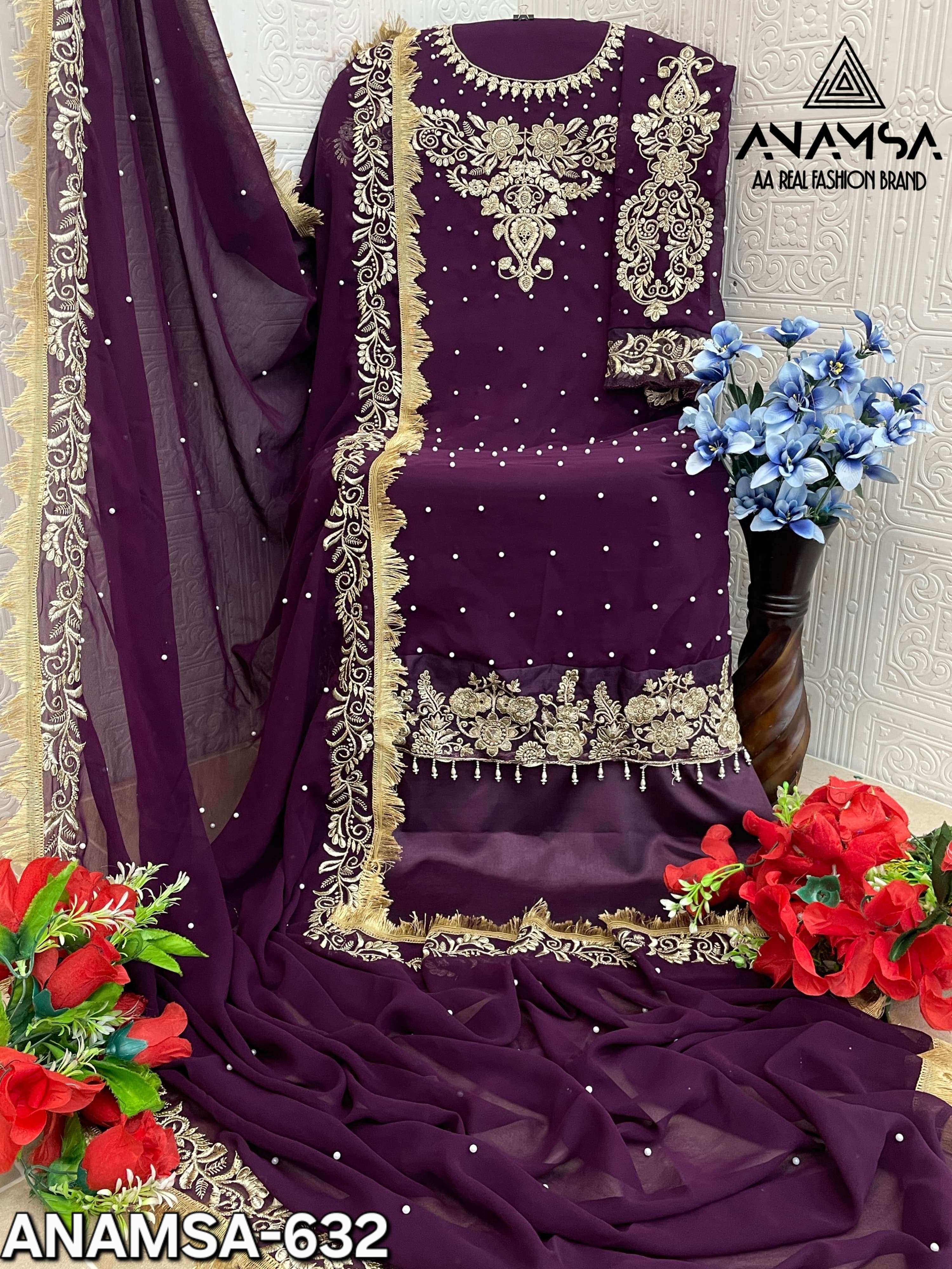 ANAMSA 632 BY ANAMSA PUR FAUX GEORGETTE WORK PAKISTANI DRESS
