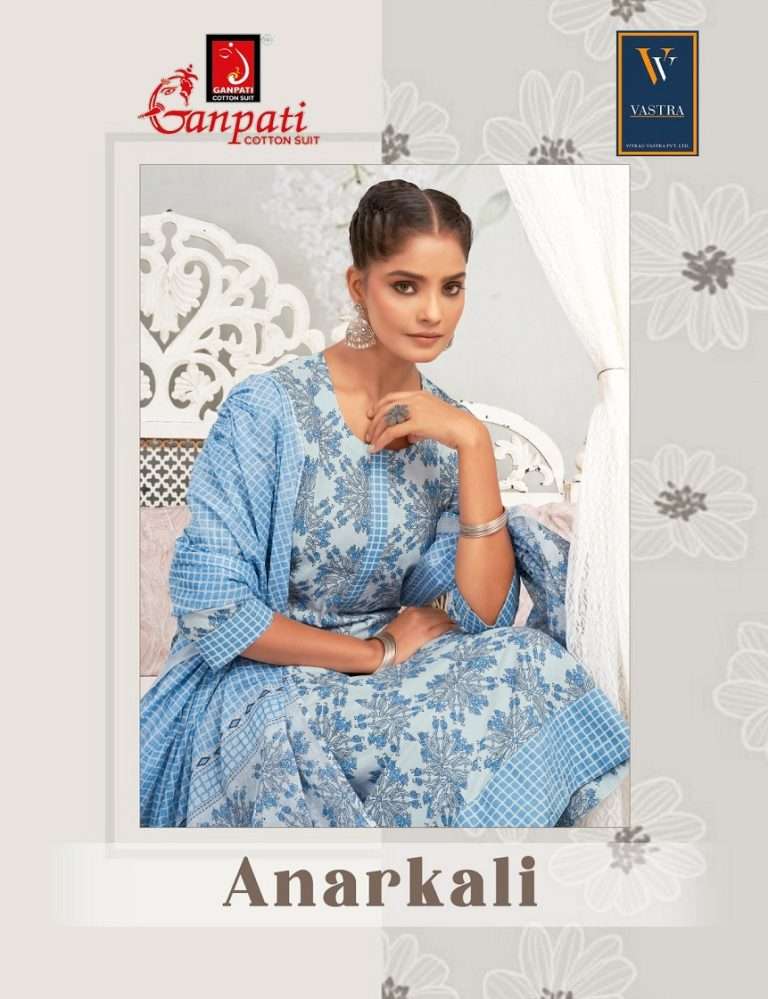 ANARKALI BY GANPATI COTTON 1001 TO 1012 SERIES COTTON PRINT WORK READYMADE DRESSES