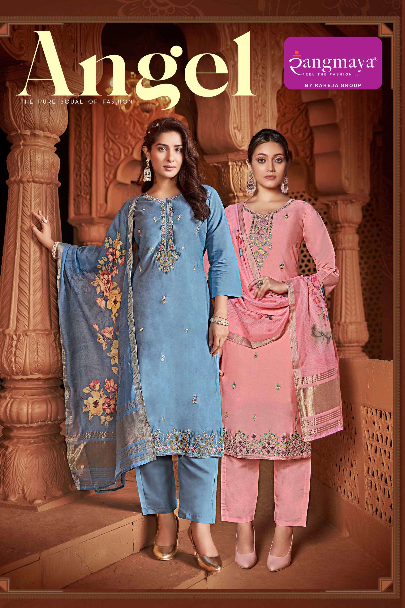 ANGEL BY RANGMAYA 101 TO 108 SERIES BANARASI FABRIC WORK READYMADE DRESSES