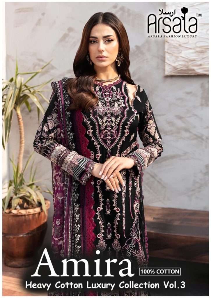 ARSALA AMIRA VOL-3 BY AQSAWHOLESALE 301 TO 306 SERIES PURE LAWN PRINT DRESSES