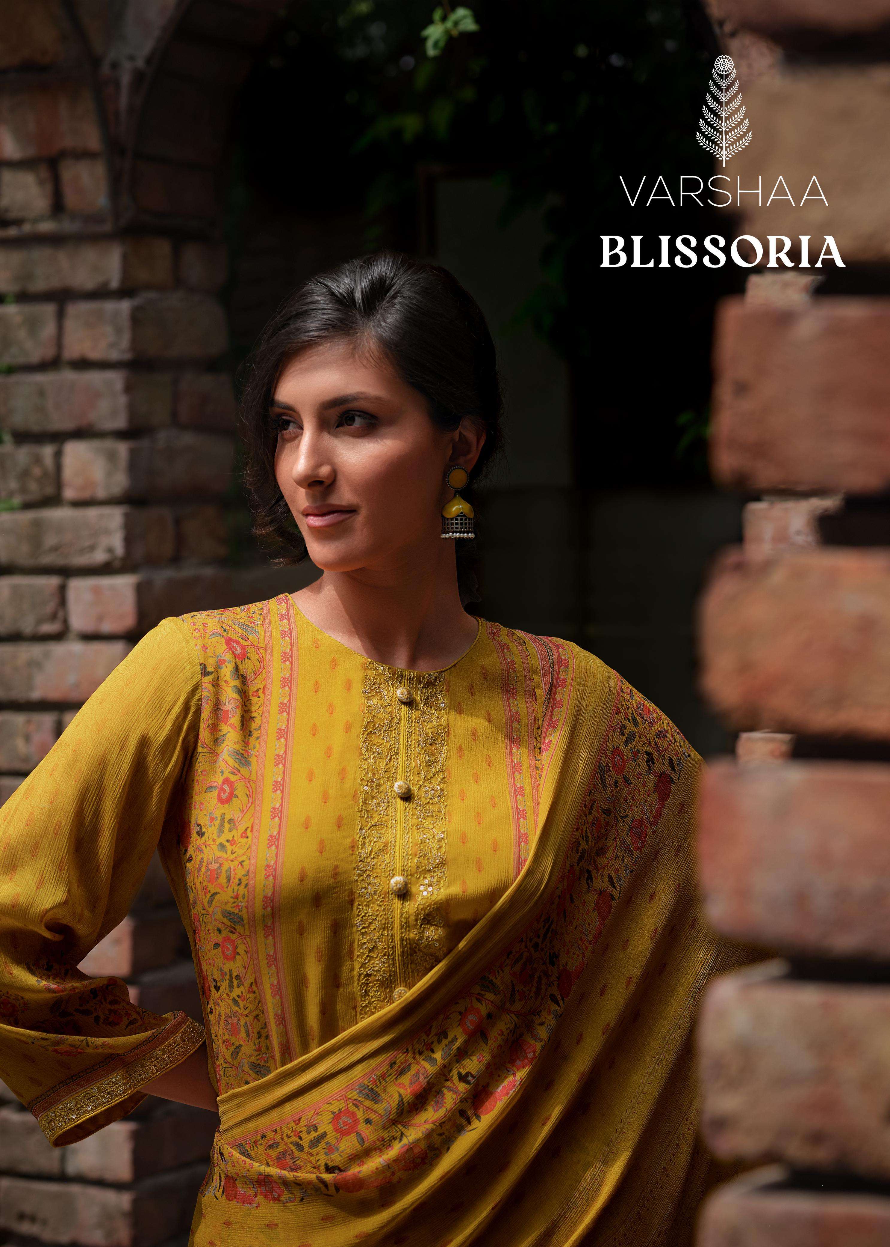 BLISSORIA BY VARSHA BS-01 TO BS-05 SERIES MUSLIN PRINT EMBROIDERY WORK DRESSES