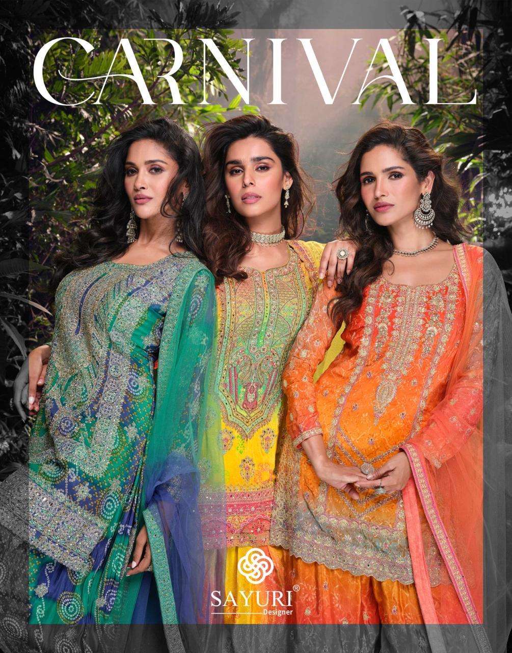 CARNIVAL BY SAYURI 5723 TO 5725 SERIES CHINON SILK PRINT WORK READYMADE DRESSES