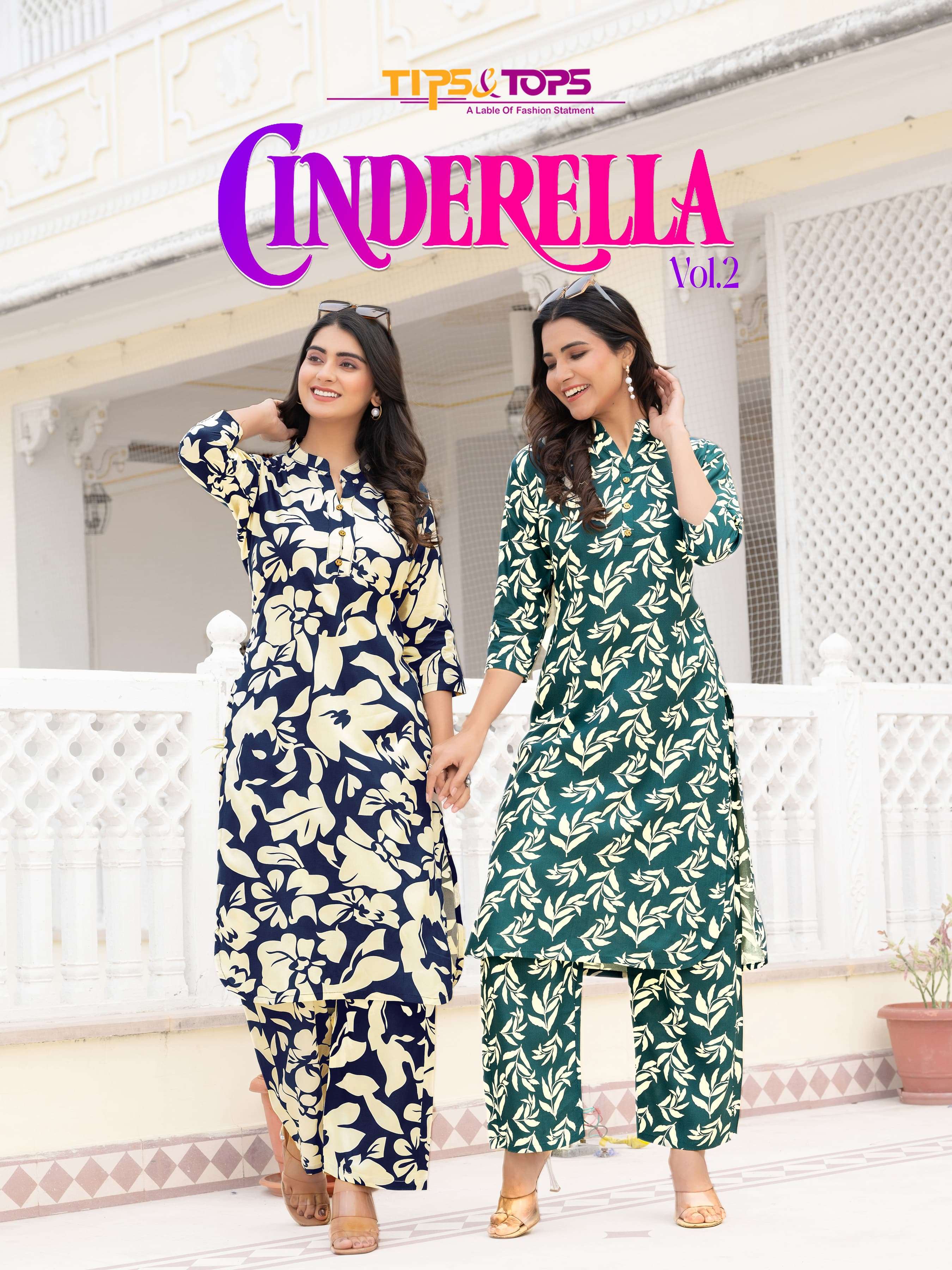 CINDERELLA VOL-2 BY TIPS & TOPS 101 TO 106 SERIES RAYON PRINT CO-ORD SET