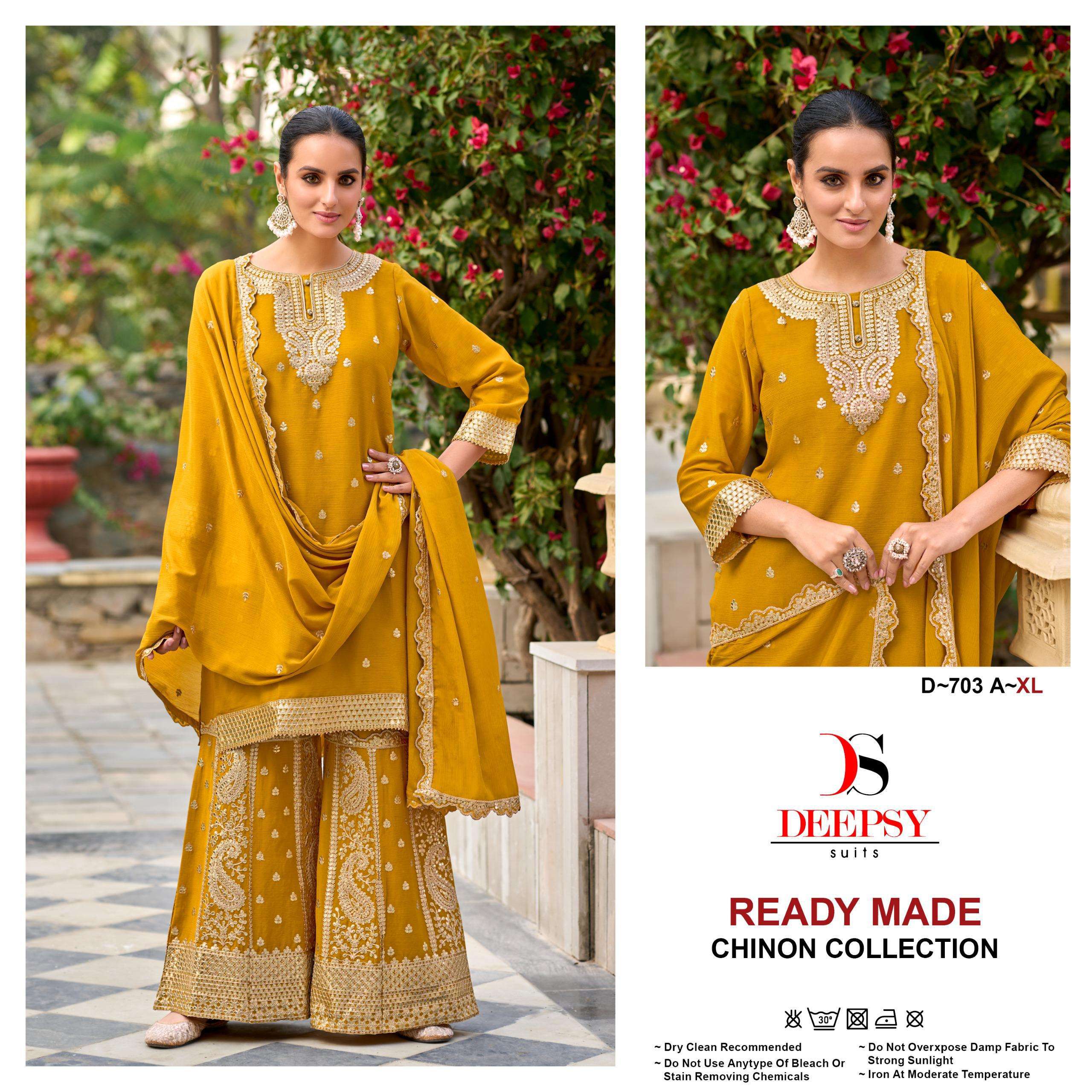 D-703 COLOURS BY DEEPSY SUITS 703-A TO 703-C SERIES CHINON WORK READYMADE DRESSES