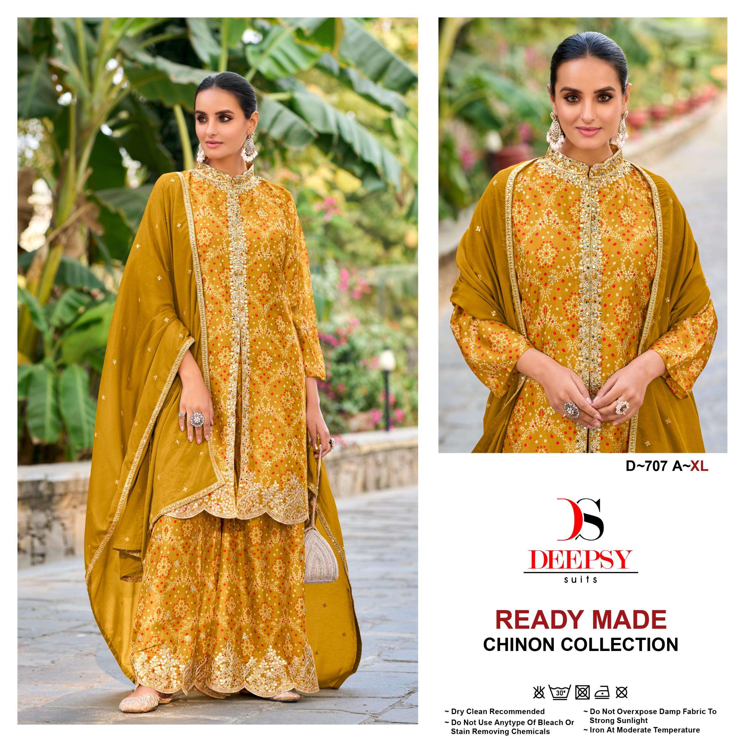 D-707 COLOURS BY DEEPSY SUITS 707-A TO 707-D SERIES CHINON WORK READYMADE DRESSES