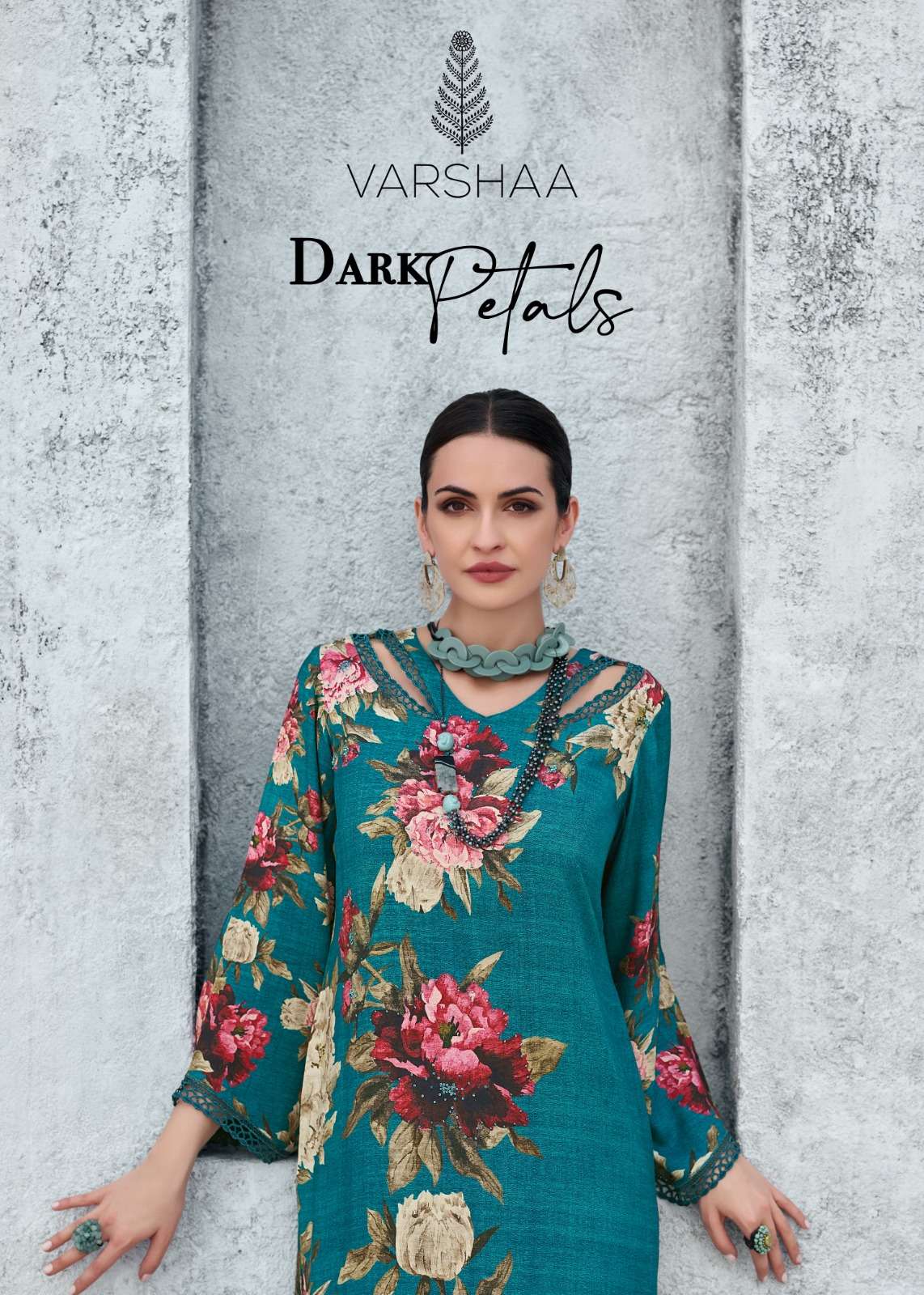 DARK PETALS BY VARSHA 01 TO 04 SERIES MUSLIN PRINT EMBROIDERY WORK PAKISTANI DRESSES