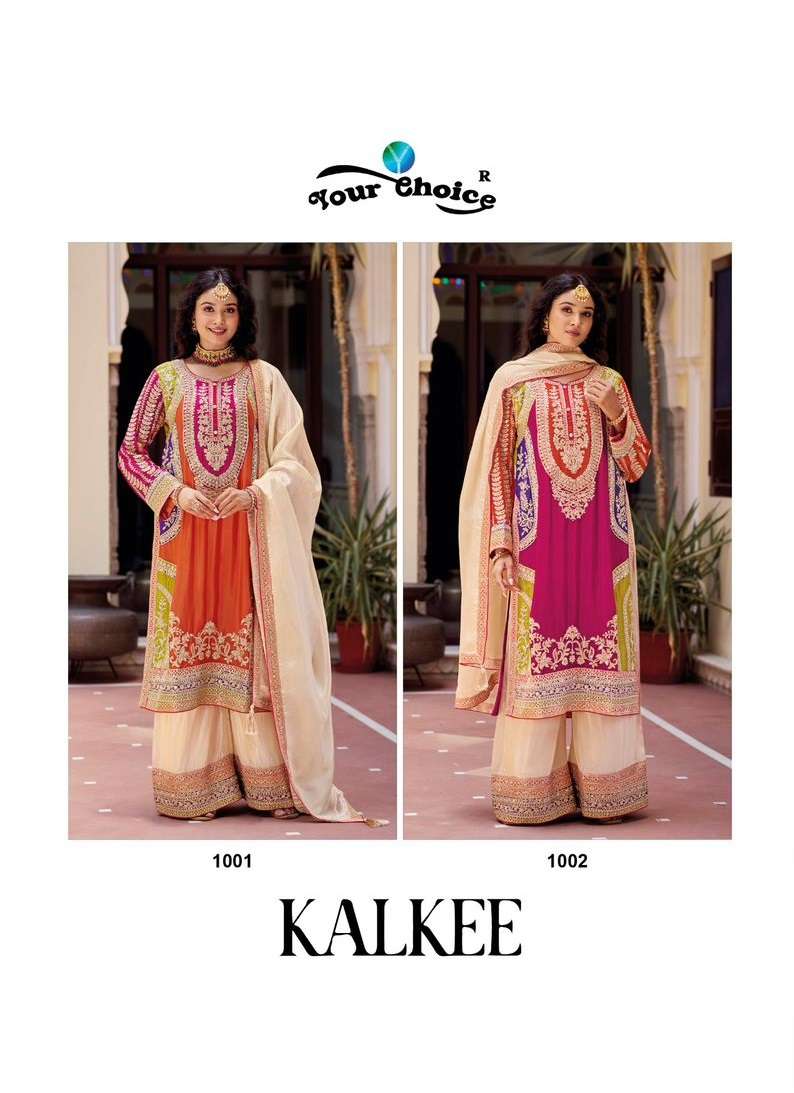KALKEE BY YOUR CHOICE 1001 & 1002 NX HEAVY CHINON EMBROIDERY WORK READYMADE DRESSES