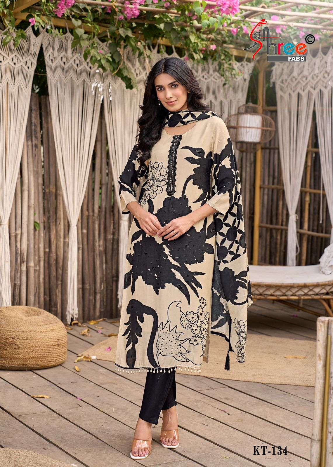 KT-134 HIT DESIGN BY SHREE FABS VISCOSE MUSLIN PRINT WORK PAKISTANI DRESS