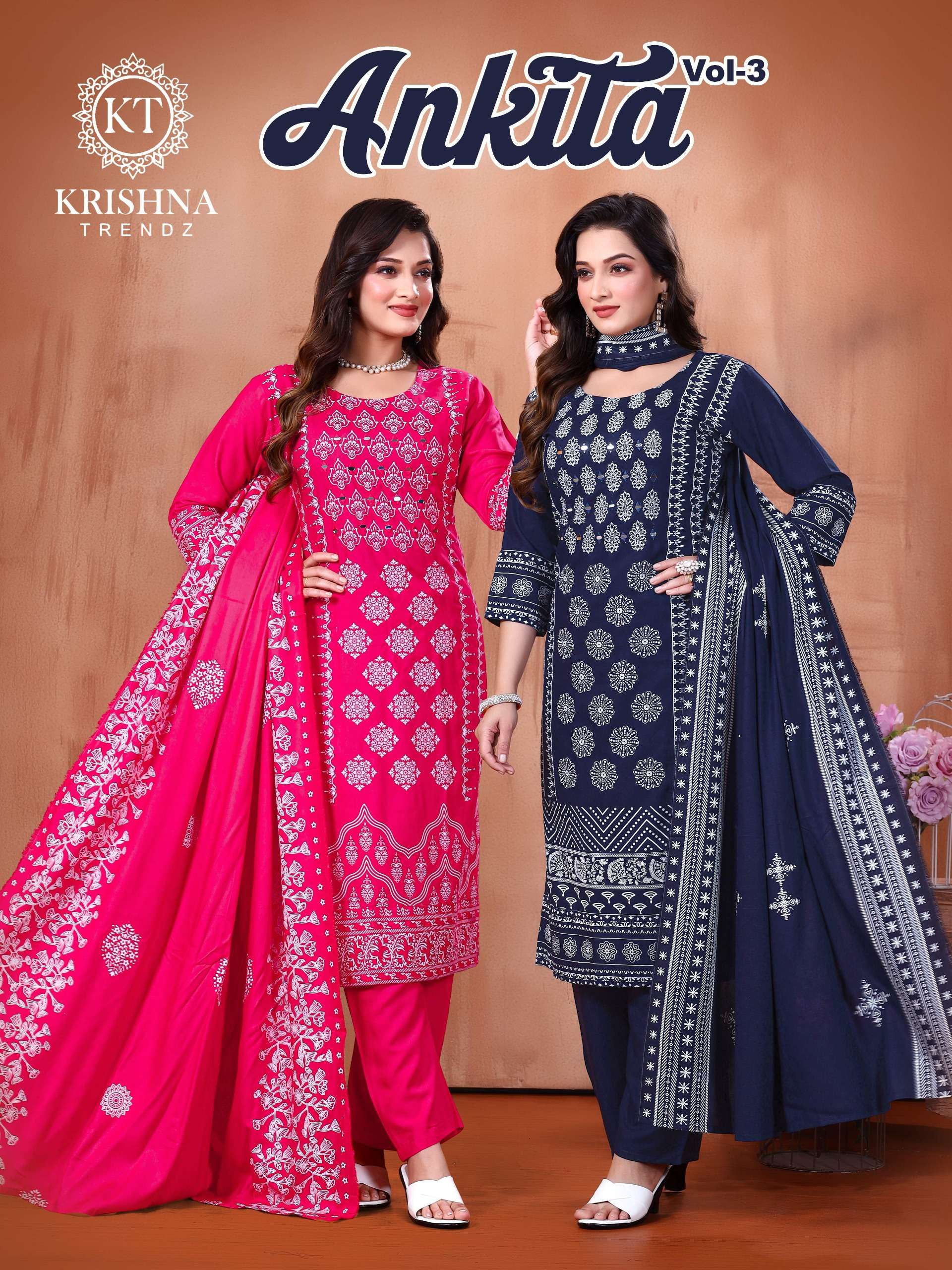 KT ANKITA VOL-3 BY AQSAWHOLESALE 1001 TO 1008 SERIES RAYON PRINT READYMADE DRESSES