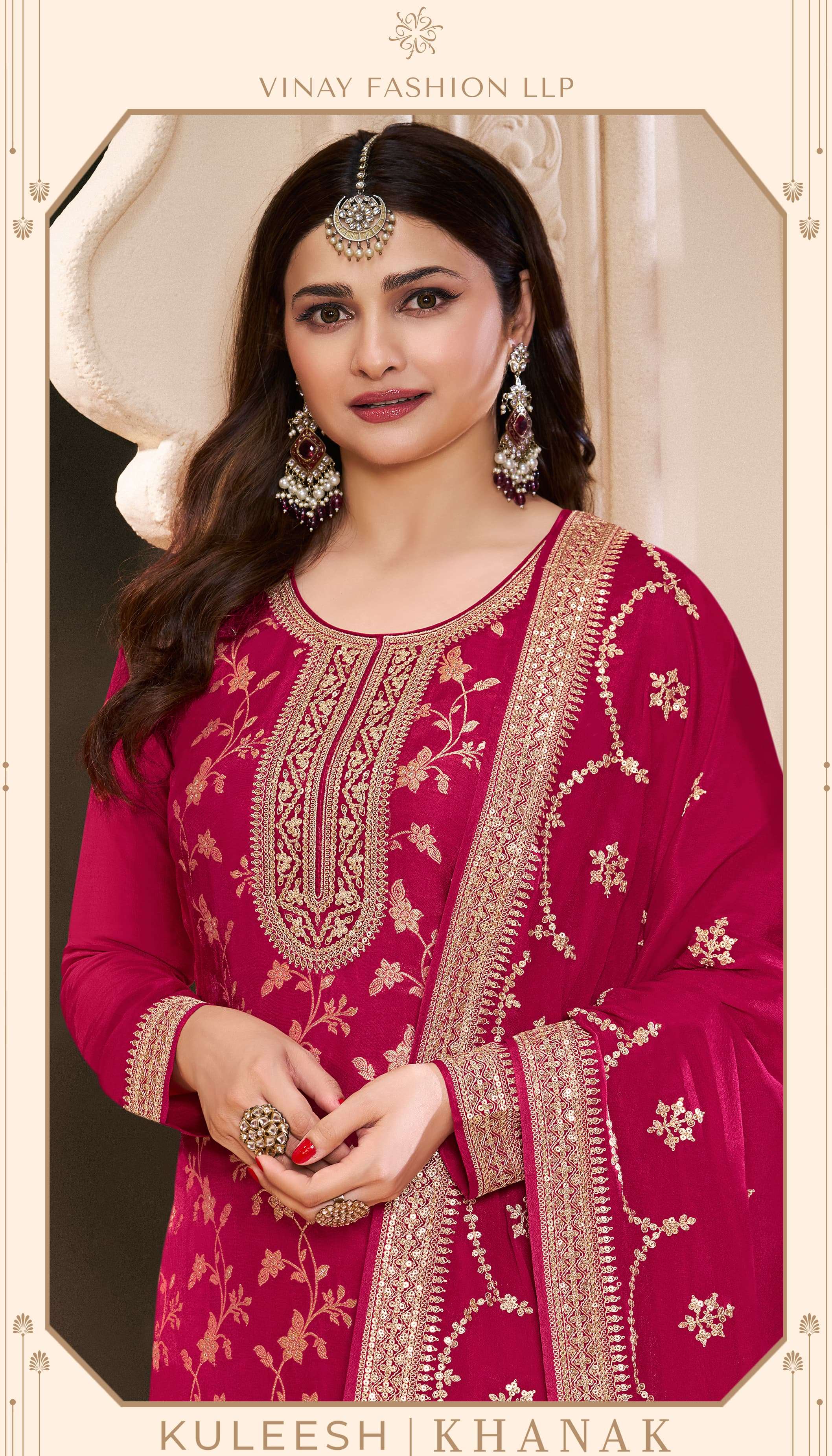 KULEESH KHANAK BY VINAY FASHION 73771 TO 73775 SERIES MONGA SILK JACQUARD DRESSES