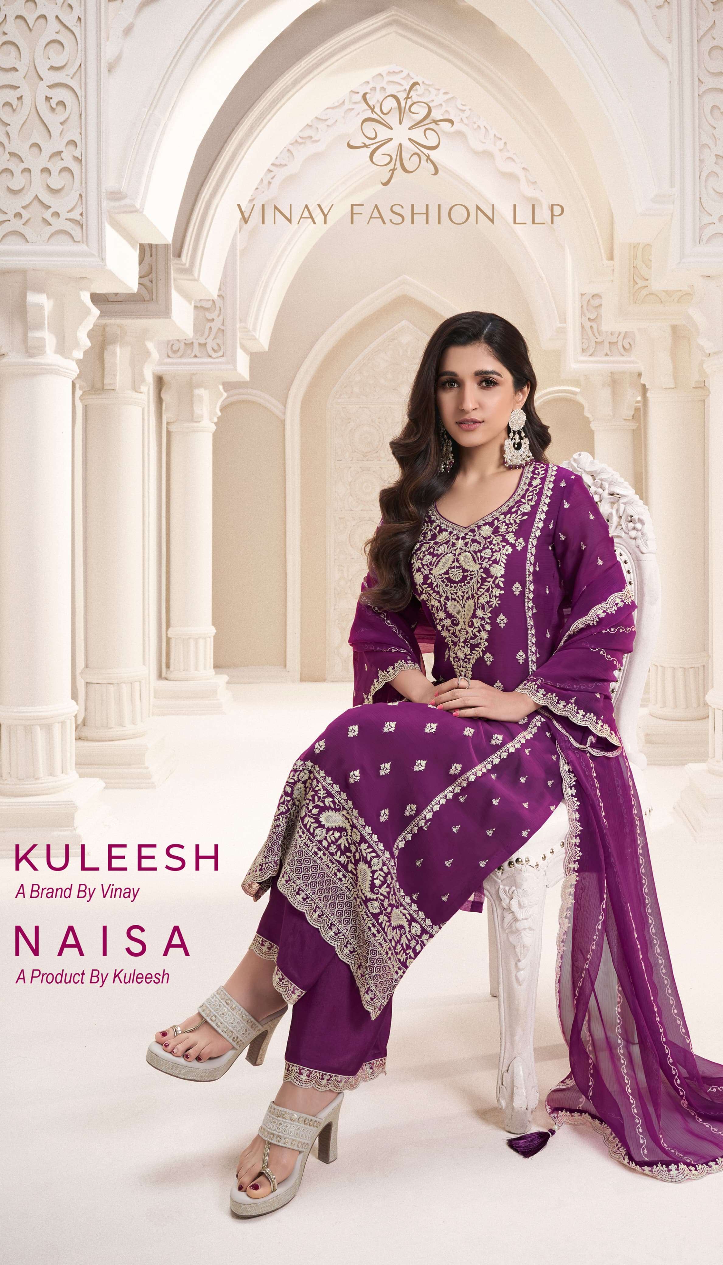KULEESH NAISA BY VINAY FASHION 72331 TO 72336 SERIES SILK CHIFFON EMBROIDERY WORK DRESSES