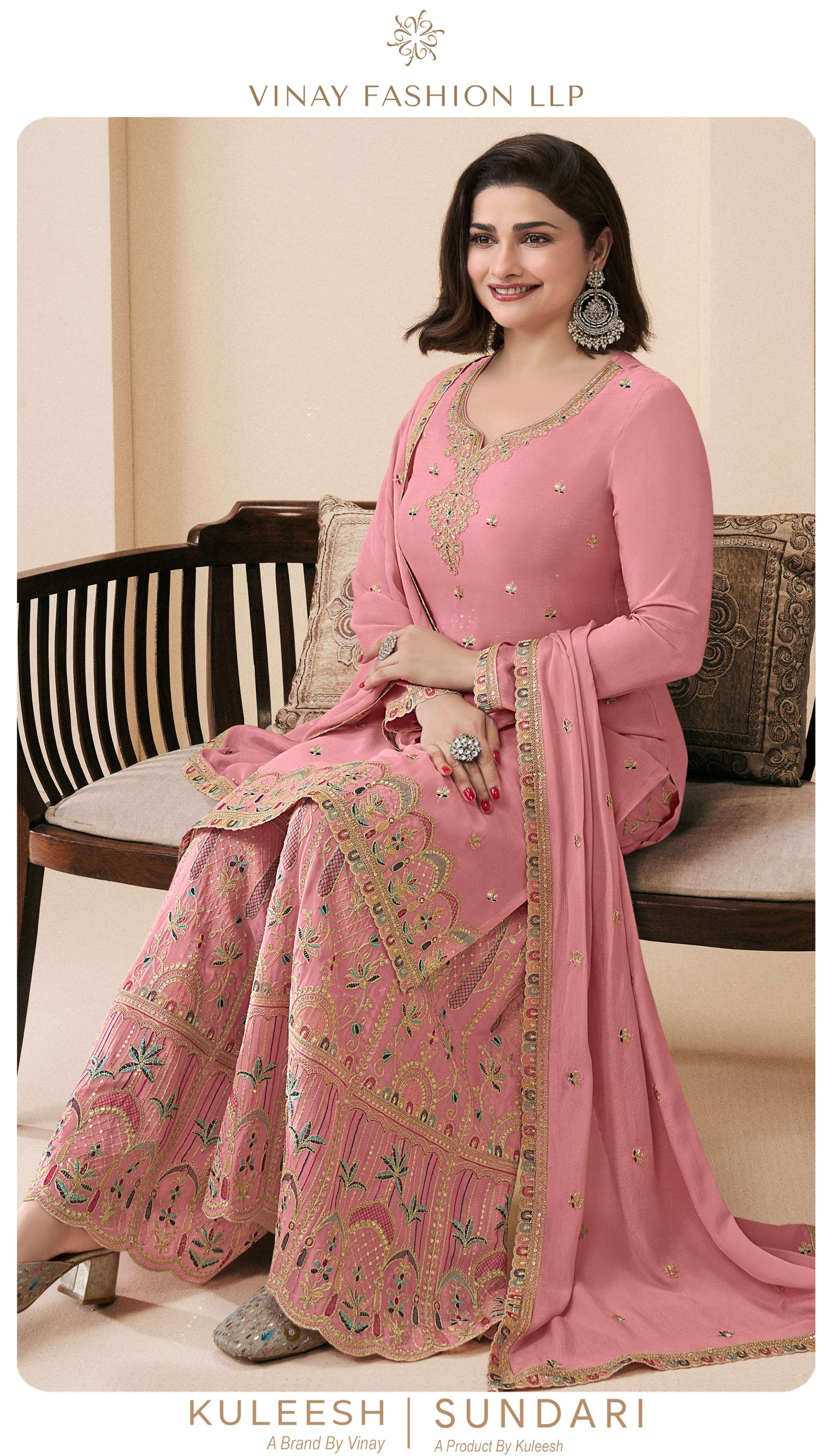 KULEESH SUNDARI BY VINAY FASHION 71971 TO 71974 SERIES CHINON EMBROIDERY WORK DRESSES
