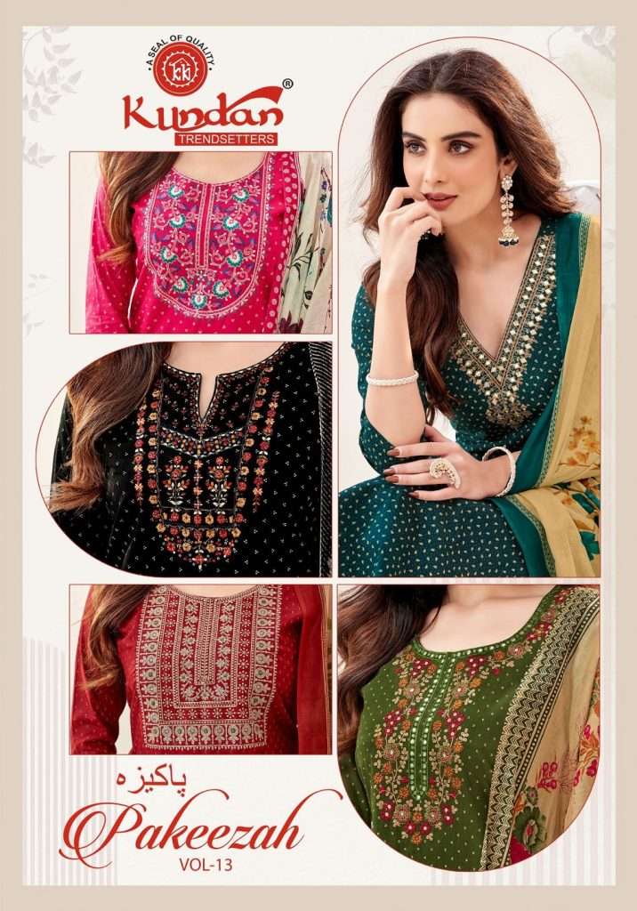 KUNDAN PAKEEZAH VOL-13 BY AQSAWHOLESALE COTTON WORK READYMADE DRESSES