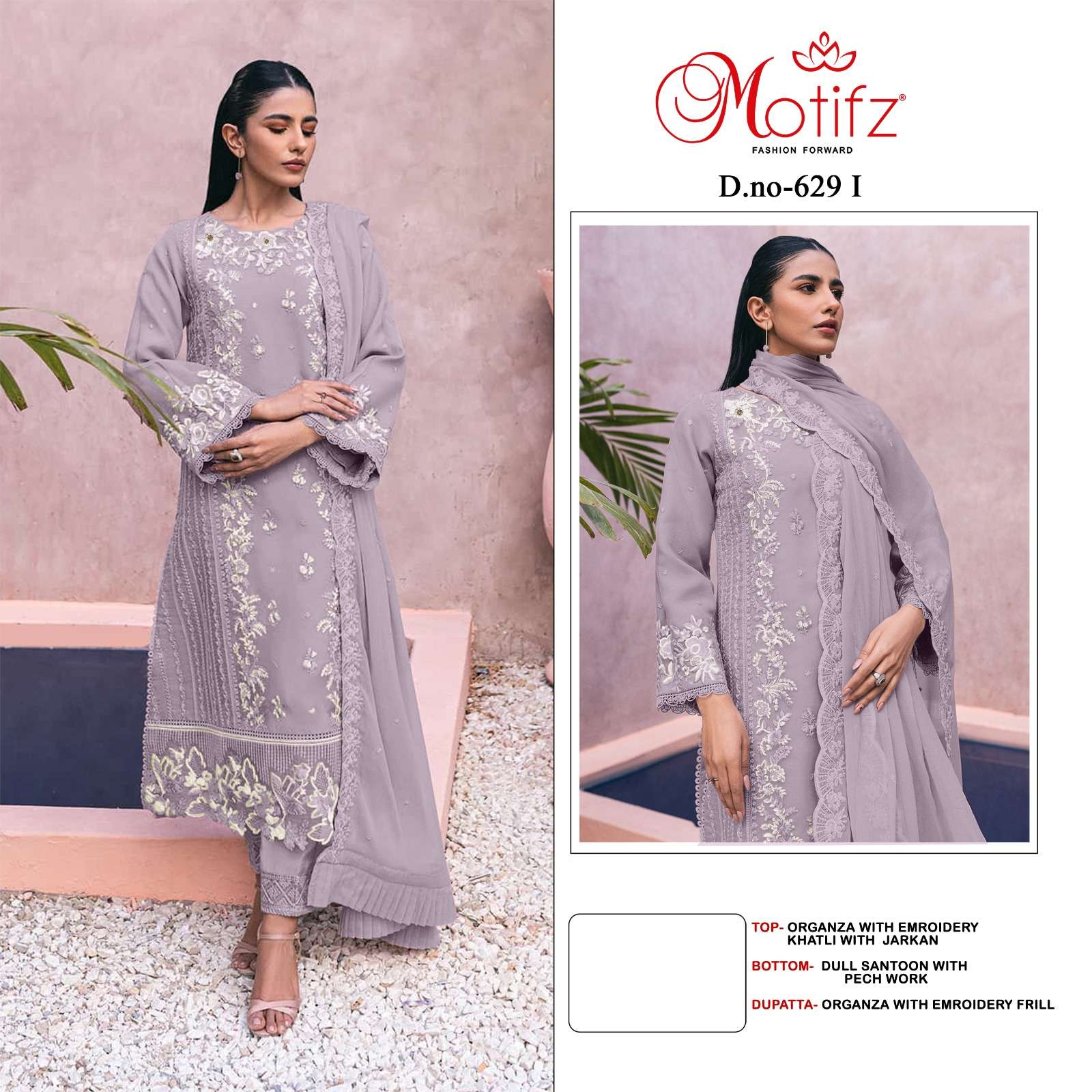 MOTIFZ 629-A TO 629-I SERIES BY MOTIFZ FASHION ORGANZA WORK PAKISTANI DRESSES