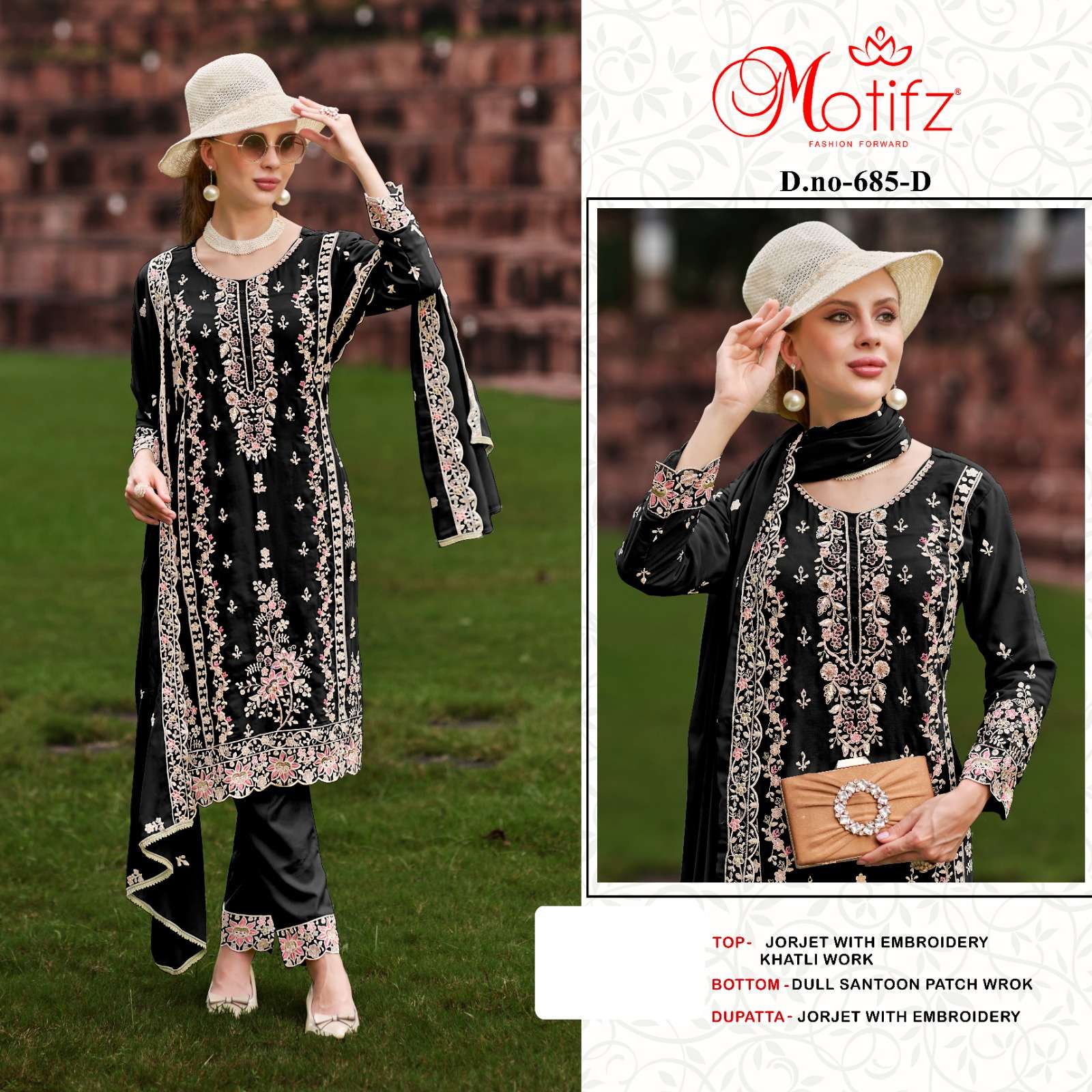MOTIFZ 685-A TO 685-D SERIES BY MOTIFZ FASHION GEORGETTE HEAVY WORK PAKISTANI DRESSES
