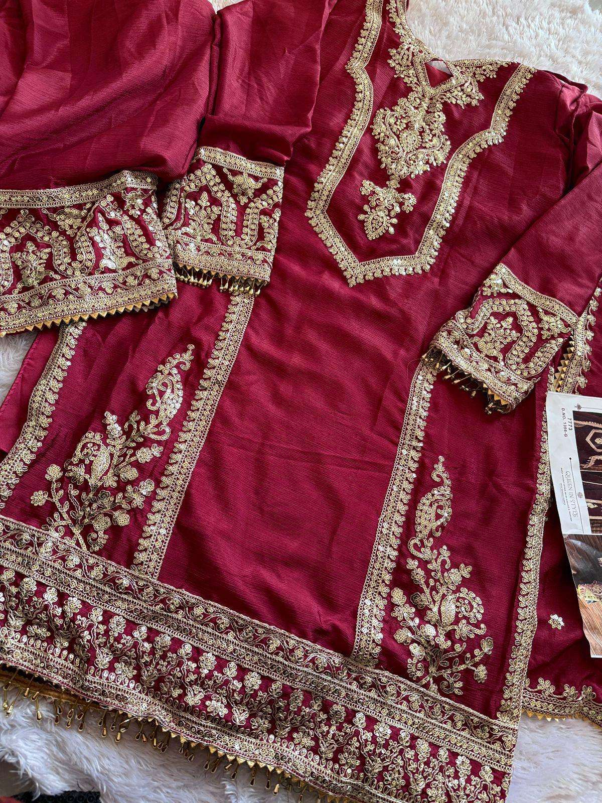 MT-1356 NX BY MEHBOOB TEX 1356-A TO 1356-G SERIES CHINON SILK WORK DRESSES