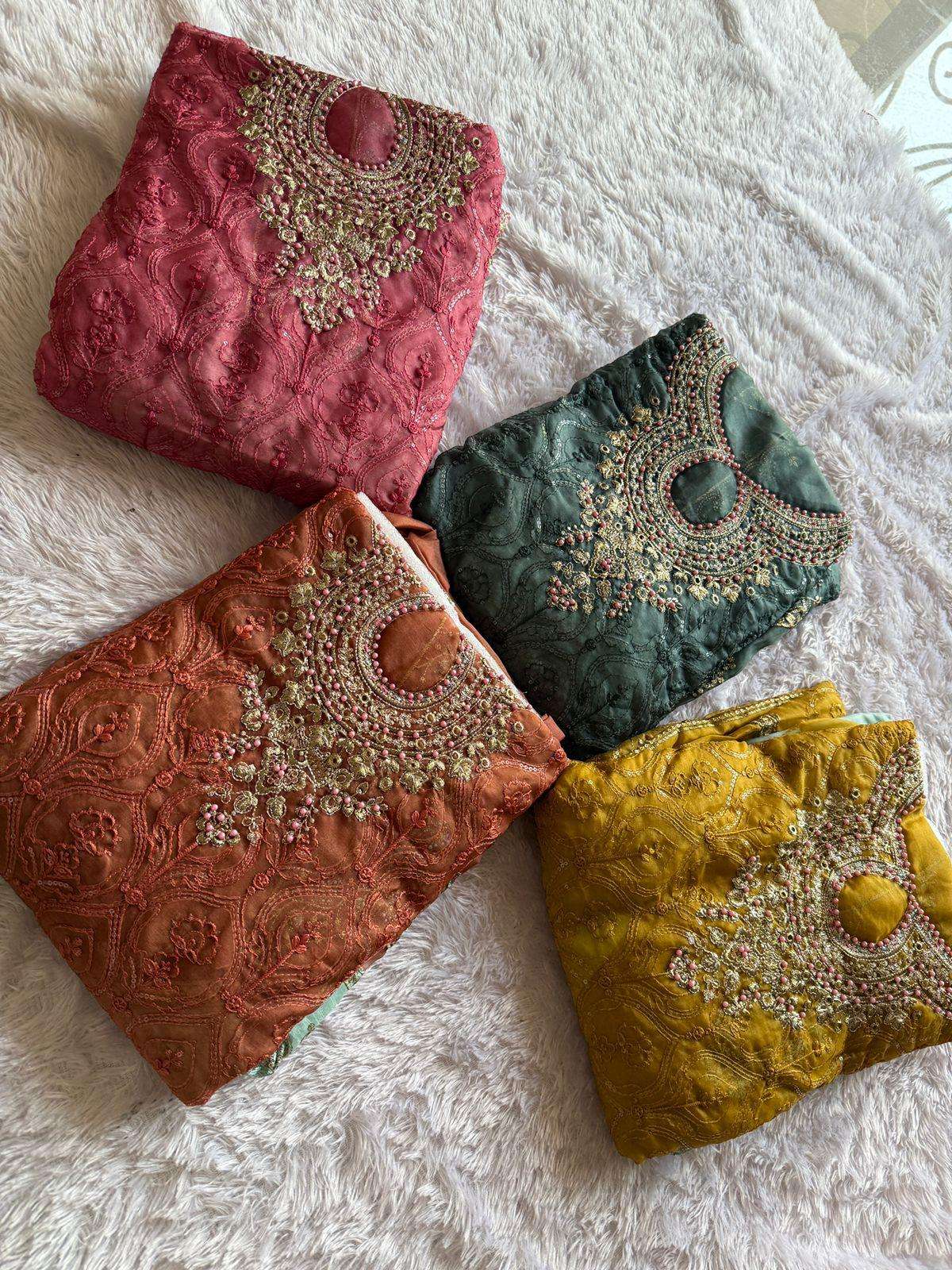 MT-1472 NEW COLOURS BY MEHBOOB TEX ORGANZA HEAVY WORK PAKISTANI DRESSES