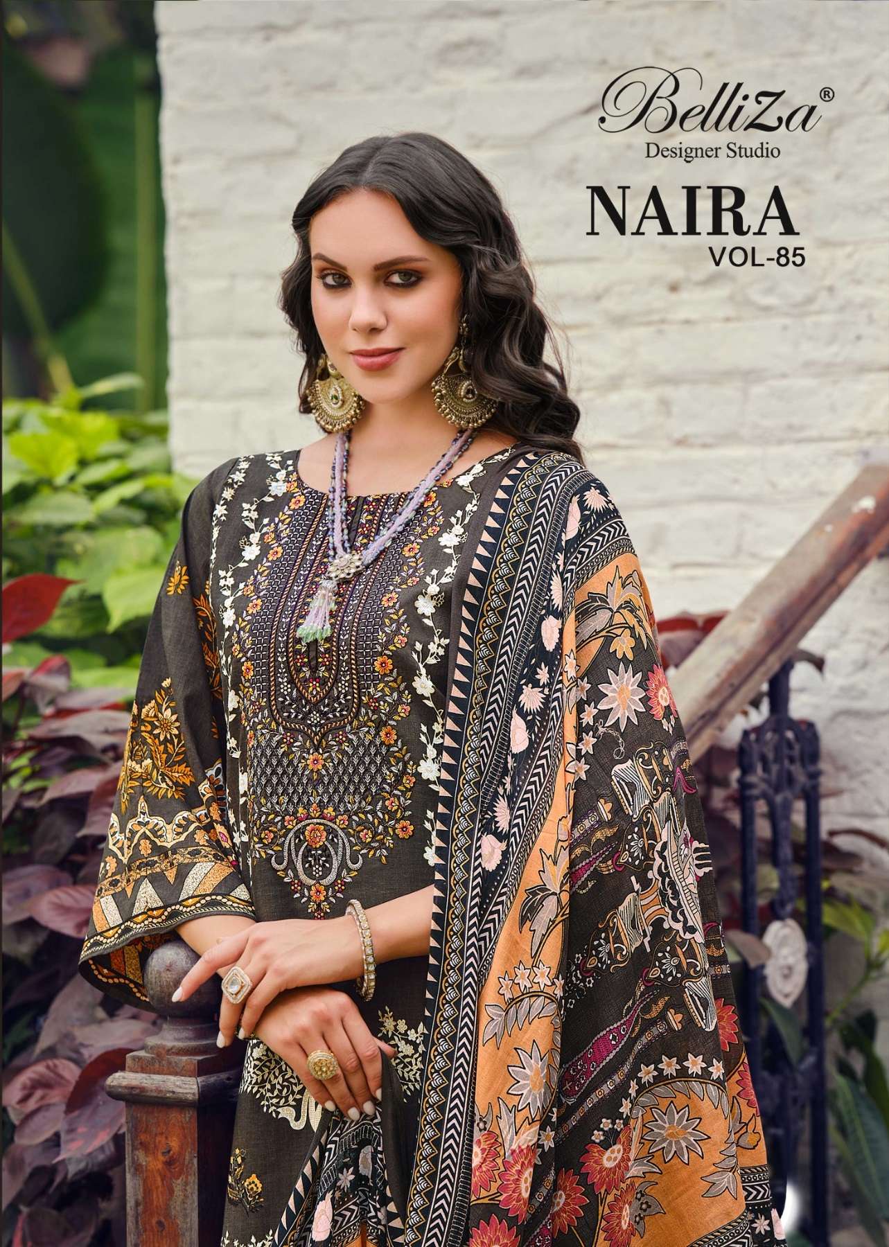 NAIRA VOL-85 BY BELLIZA 1008-001 TO 1008-008 SERIES COTTON PRINT WORK PAKISTANI DRESSES