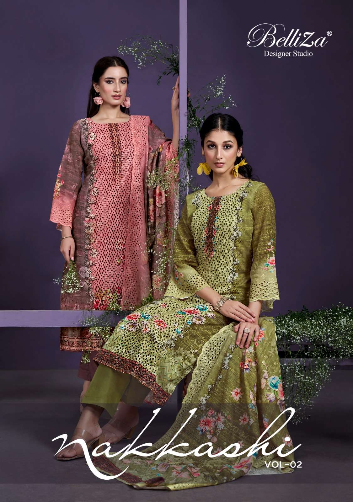 NAKKASHI VOL-2 BY BELLIZA 1006-001 TO 1006-006 SERIES COTTON PRINT WORK DRESSES