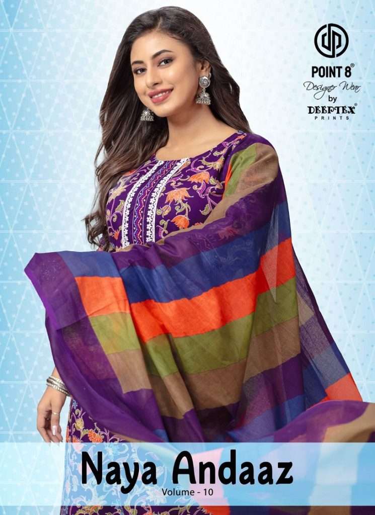 NAYA ANDAAZ VOL-10 BY DEEPTEX 1001 TO 1010 SERIES COTTON PRINT READYMADE DRESSES