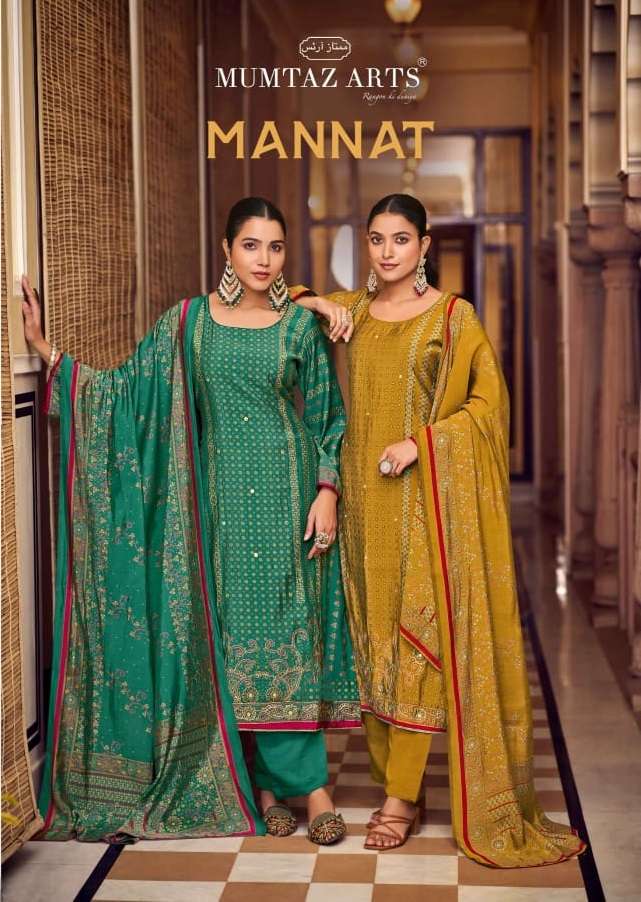 NAYAAB MANNAT BY MUMTAZ ARTS VISCOSE MUZLIN PRINT EMBROIDERY WORK DRESSES