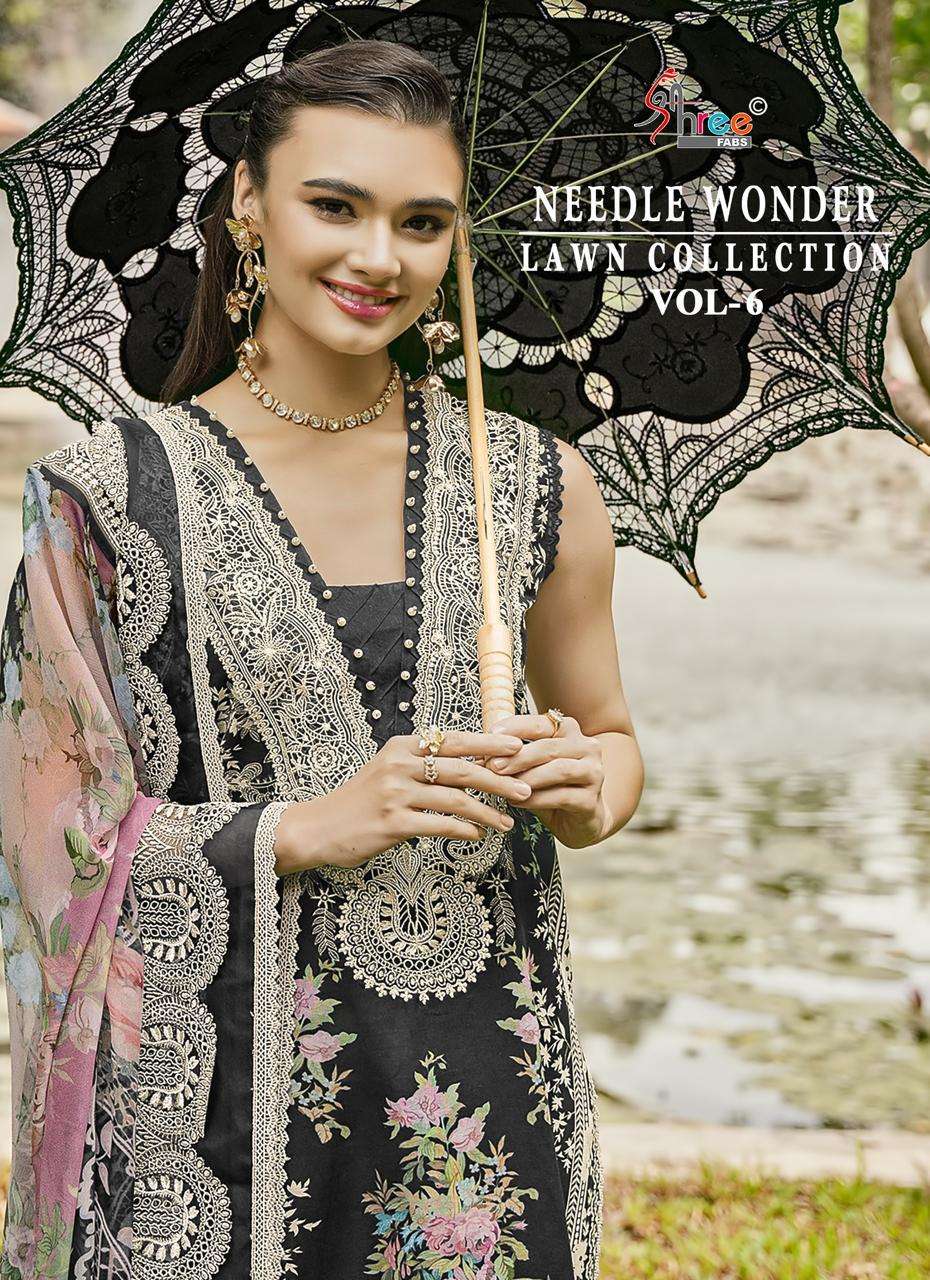 NEEDLE WONDER LAWN COLLECTION VOL-6 BY SHREE FABS COTTON PRINT WORK PAKISTANI DRESSES