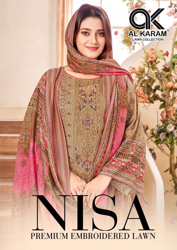 NISA BY AL KARAM 1001 TO 1006 SERIES COTTON PRINT WORK PAKISTANI DRESSES