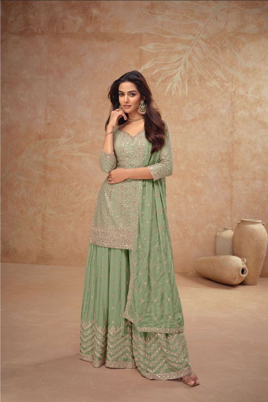 PALAK VOL-2 BY GULKAYRA 7518-A TO 7518-D SERIES CHINON WORK READYMADE DRESSES
