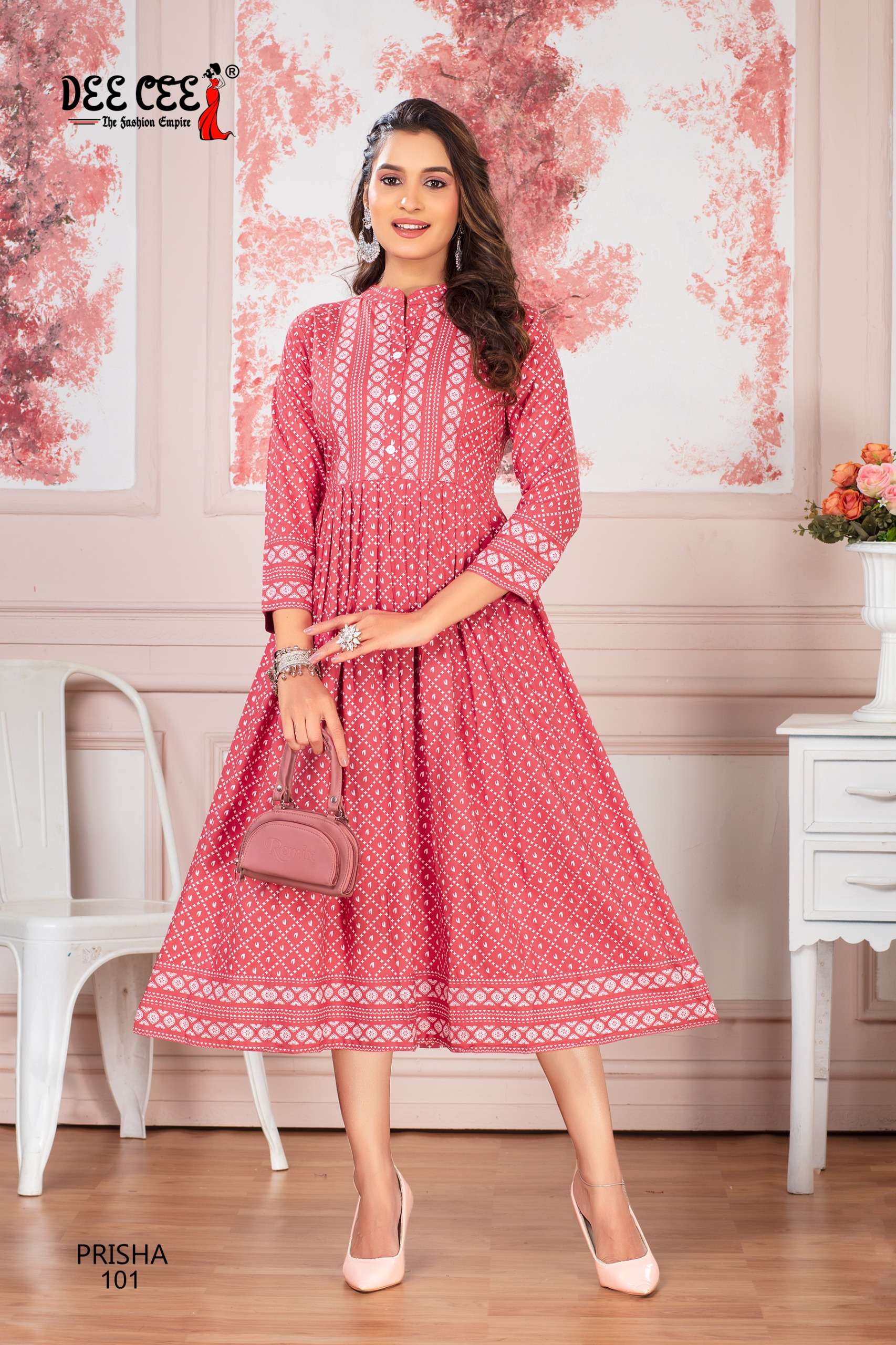 PRISHA BY DEE CEE 1001 TO 1006 SERIES RAYON PRINT WORK KURTIS