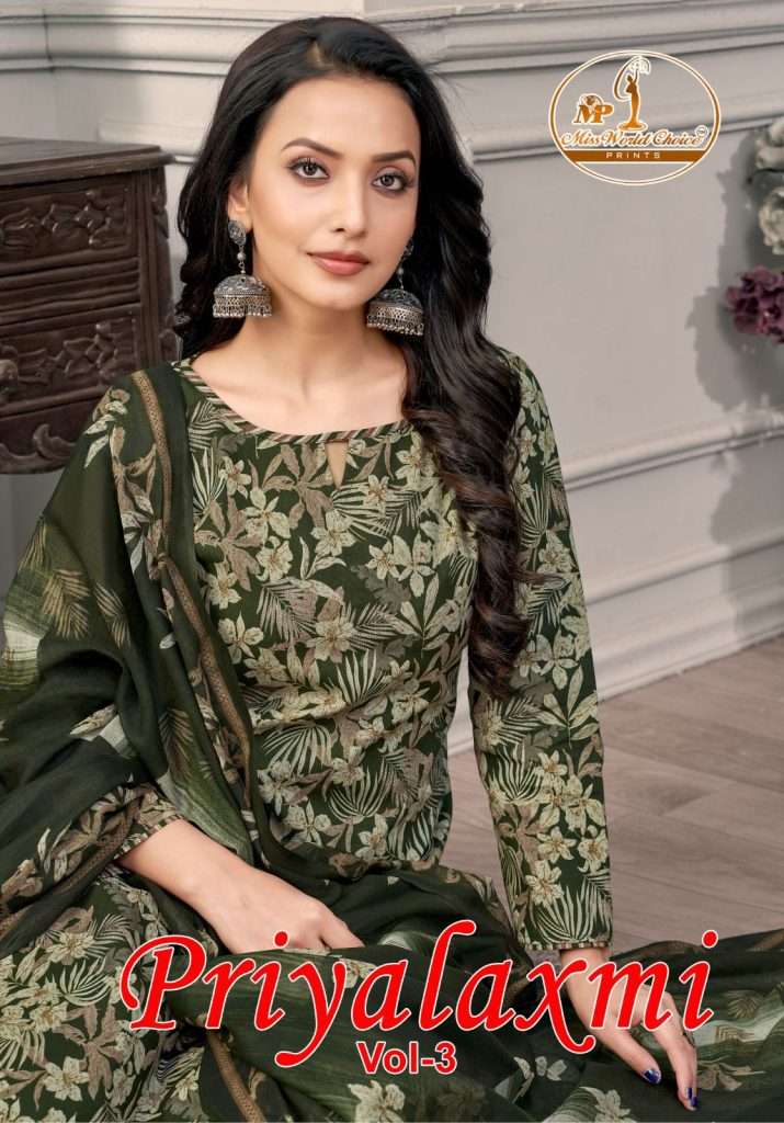 PRIYALAXMI VOL-3 BY MISS WORLD CHOICE 3001 TO 3010 SERIES COTTON PRINT DRESSES