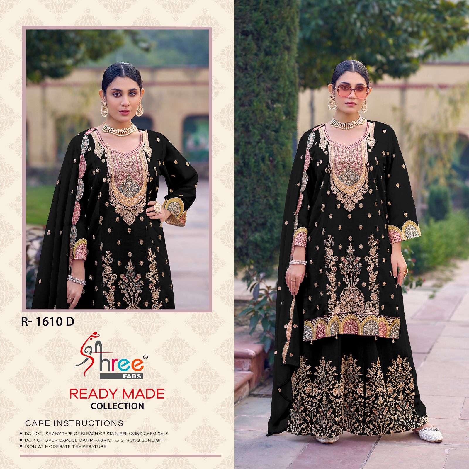R-1610 COLOURS BY SHREE FABS 1610-A TO 1610-D SERIES CHINON WORK READYMADE DRESSES