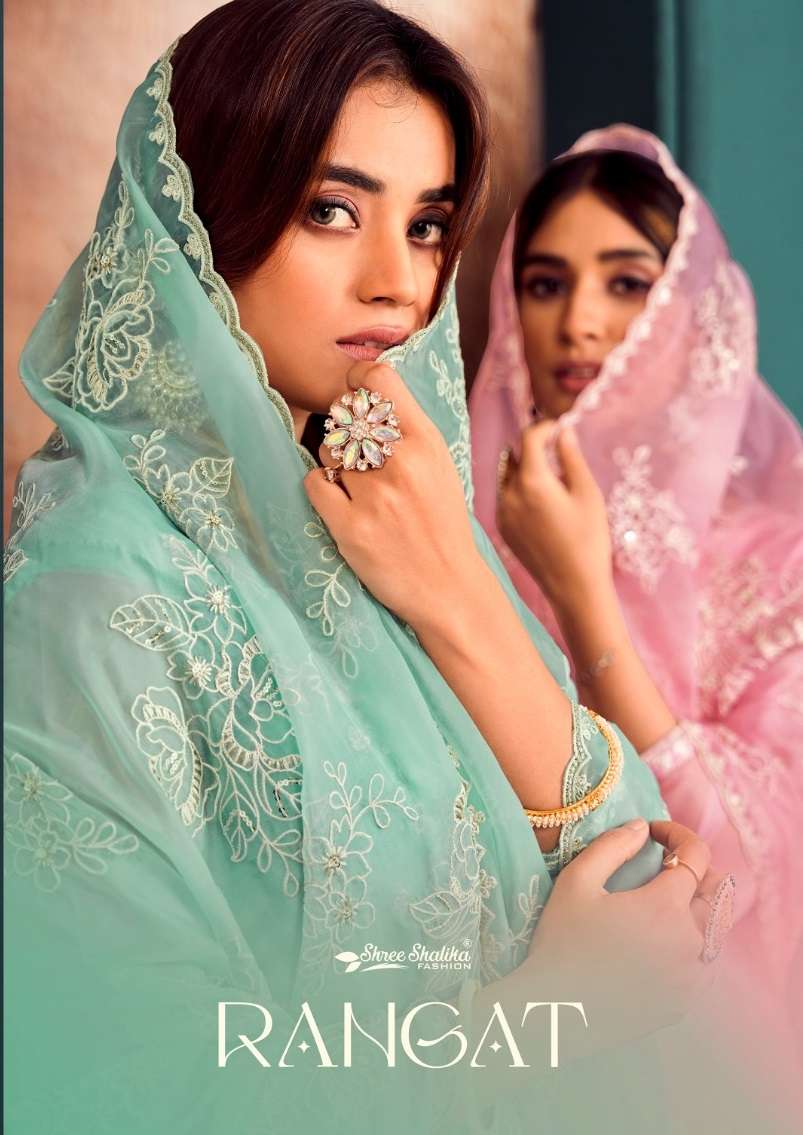 RANGAT BY SHREE SHALIKA 1001 TO 1006 SERIES SOFT ORGANZA WORK DRESSES