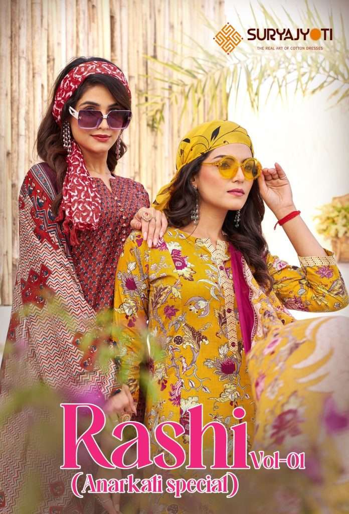 RASHI VOL-1 BY SURYAJYOTI 1001 TO 1008 SERIES COTTON PRINT READYMADE DRESSES