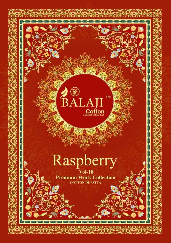 RASPBERRY VOL-18 BY BALAJI COTTON 1801 TO 1812 SERIES PURE COTTON WORK DRESSES