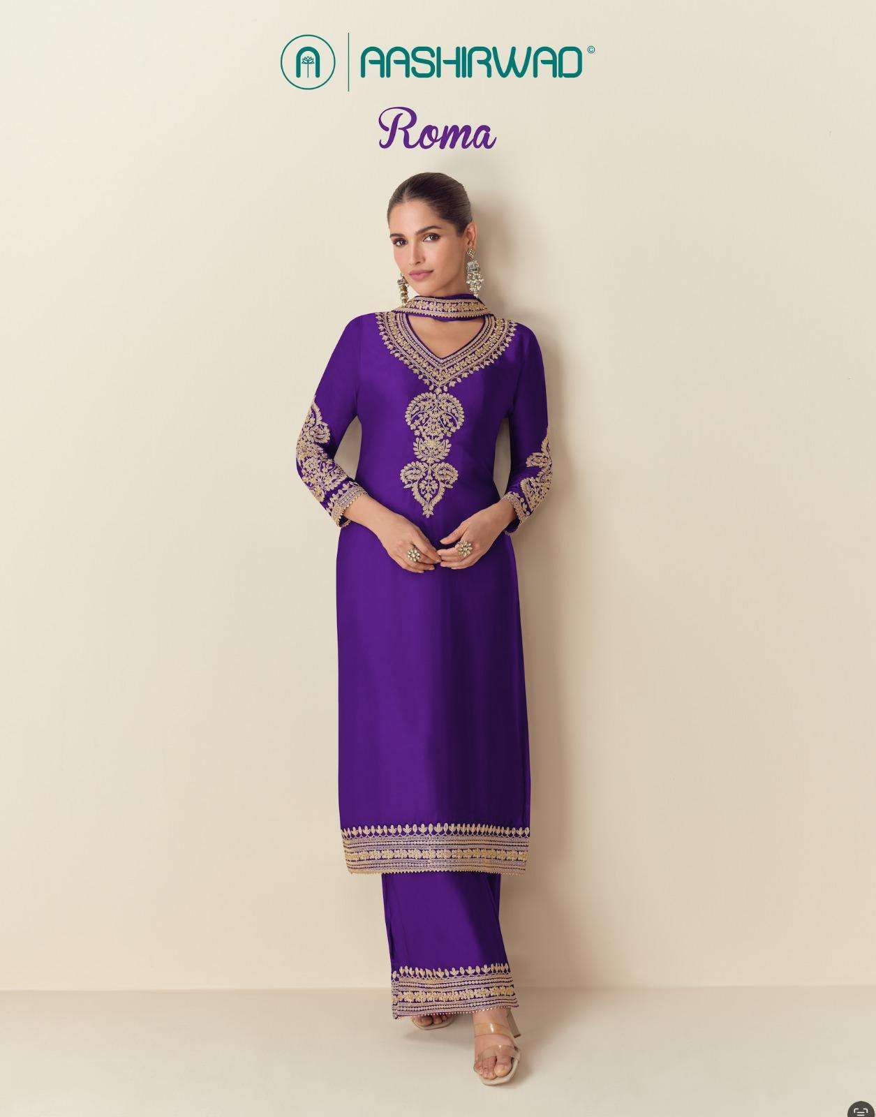 ROMA BY AASHIRWAD CREATION 10150 TO 10152 SERIES CHINON SILK WORK READYMADE DRESSES