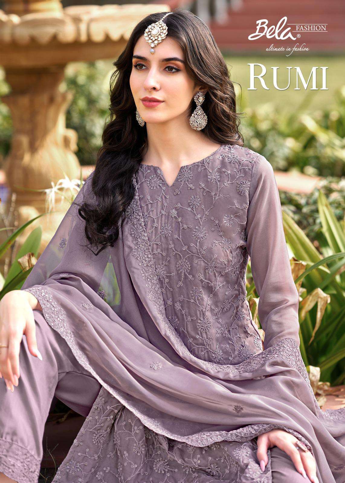 RUMI BY BELA FASHION 8055 TO 8060 SERIES ORGANZA EMBROIDERY WORK DRESSES