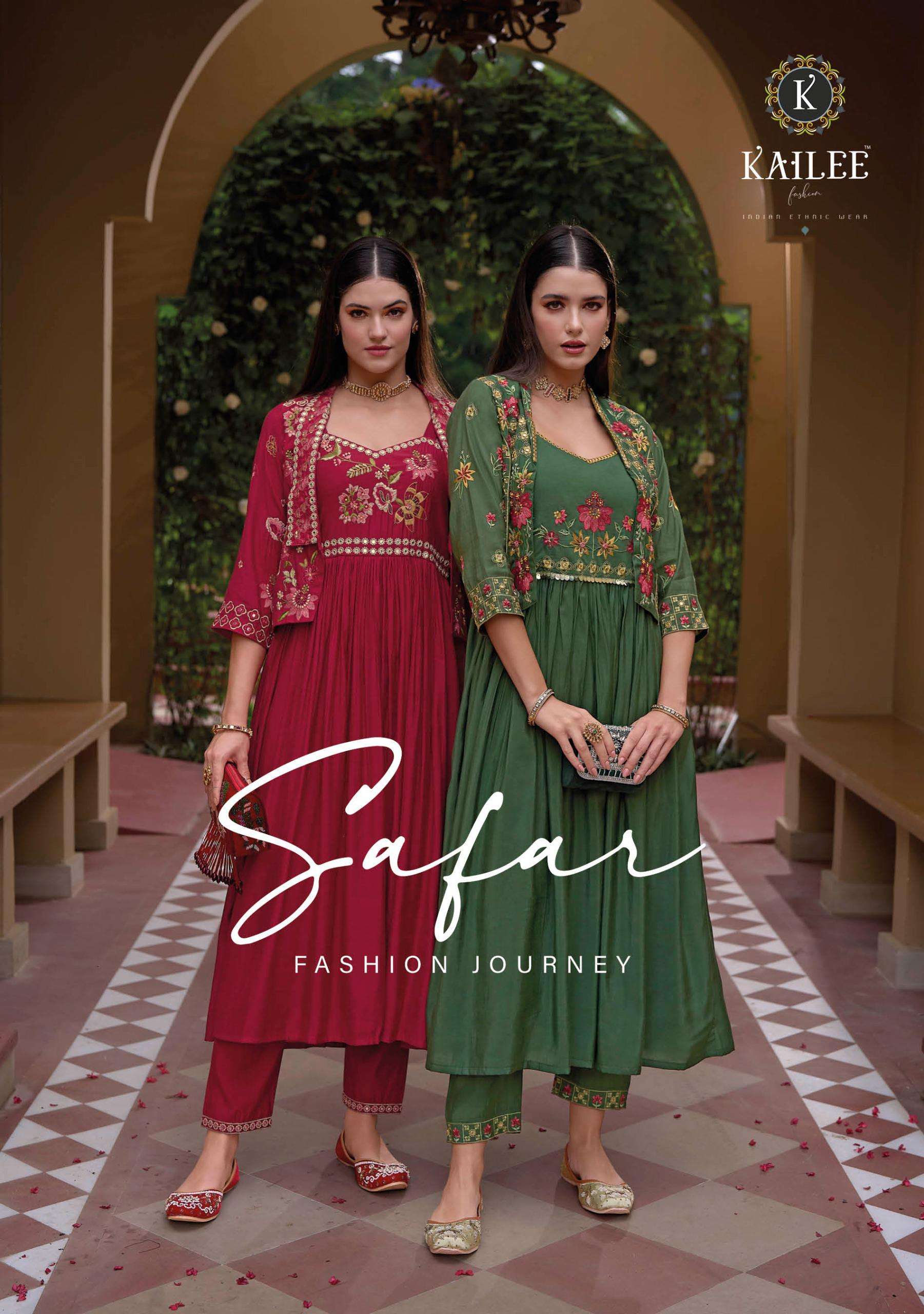 SAFAR BY KAILEE FASHION 42735 TO 42739 SERIES VISCOSA SILK EMBROIDERY WORK KURTIS
