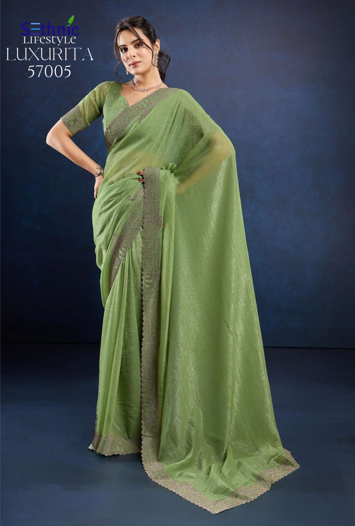 SETHNIC LUXURITA BY AQSAWHOLESALE 57001 TO 57006 SERIES FANCY WORK SAREES