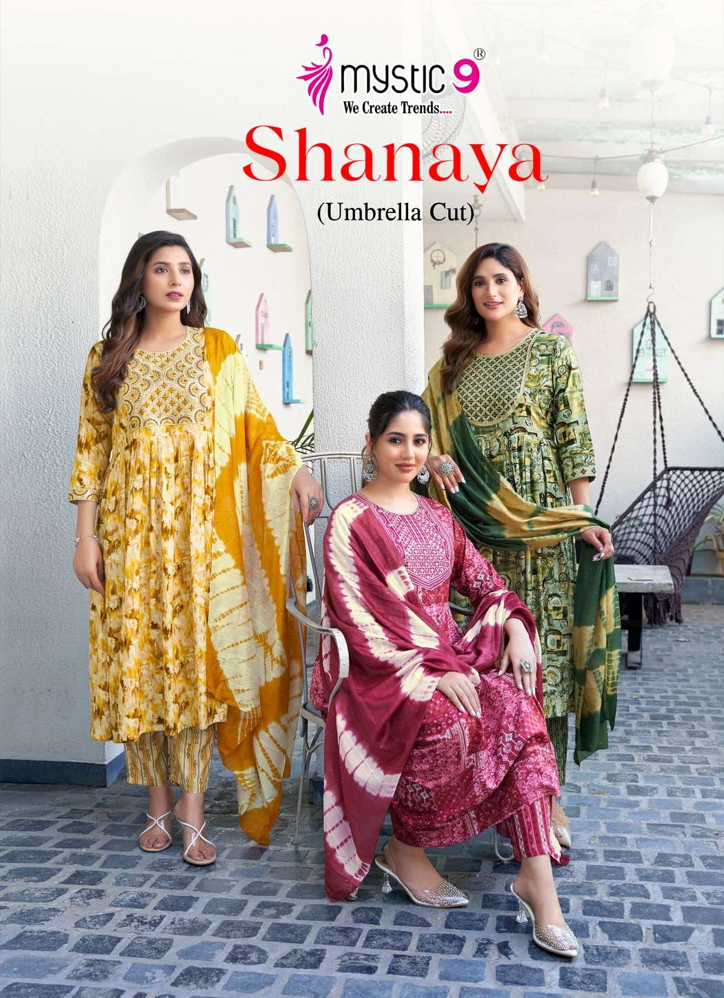 SHANAYA VOL-7 BY MYSTIC9 7001 TO 7008 SERIES RAYON FOIL WORK READYMADE DRESSES