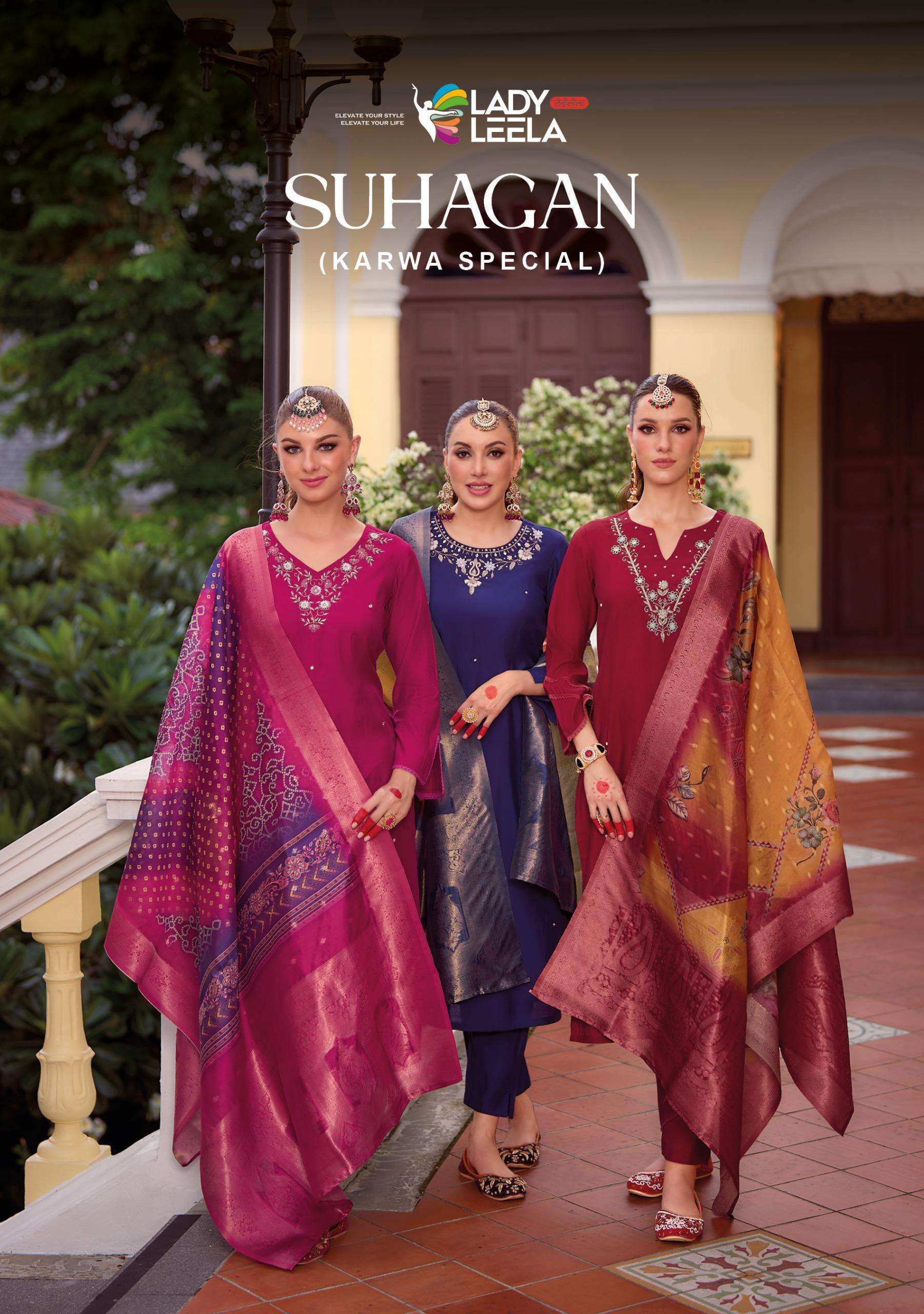 SUHAGAN BY LADY LEELA 1391 TO 1394 SERIES VISCOSE HANDWORK READYMADE DRESSES