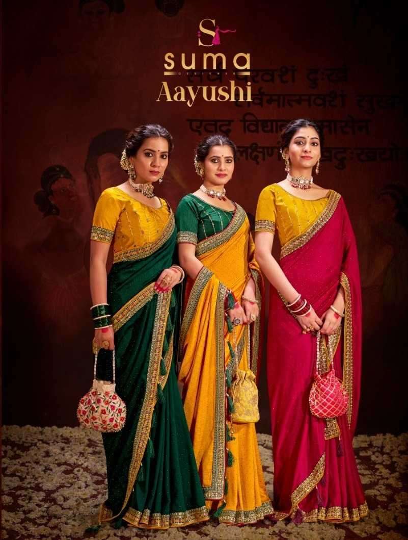 SUMA AAYUSHI 4001 TO 4009 SERIES VICHITRA SILK SEQUENCE WORK FESTIVE WORK SAREES