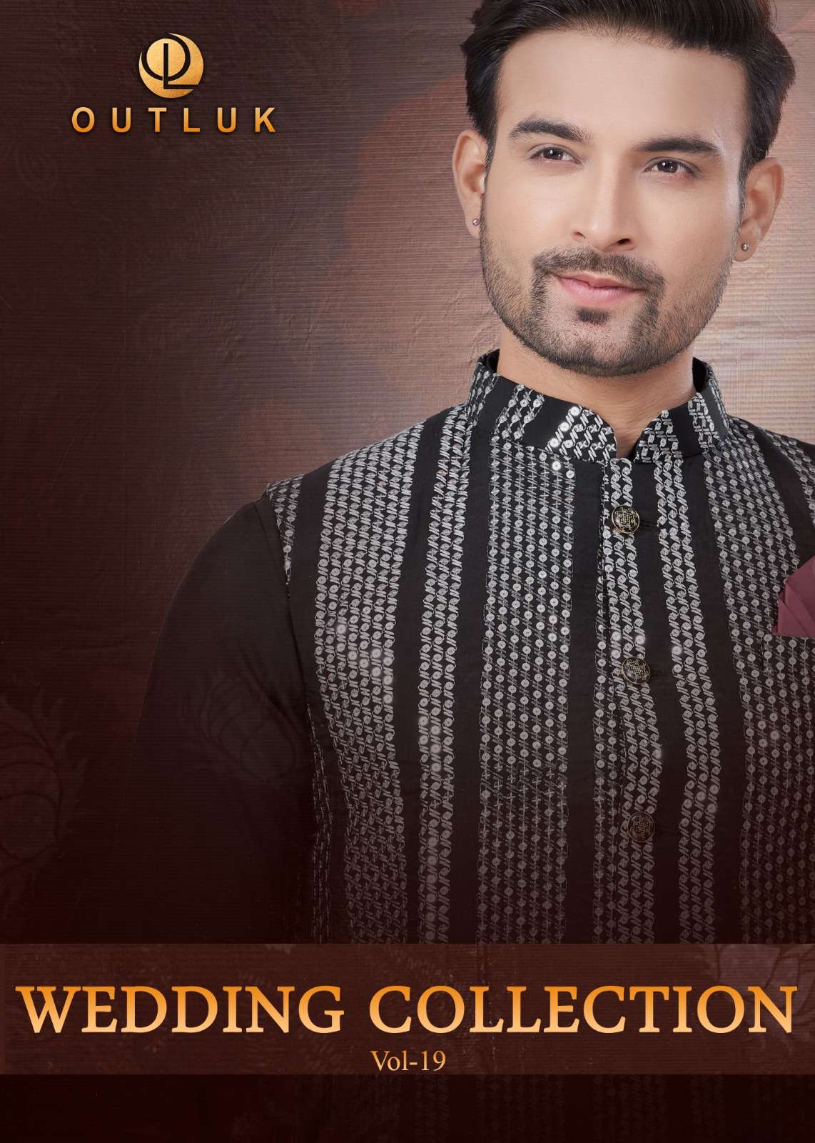 WEDDING COLLECTION VOL-19 BY OUTLUK 19001 TO 19009 SERIES SILK WORK MENS KURTA PAJAMAS